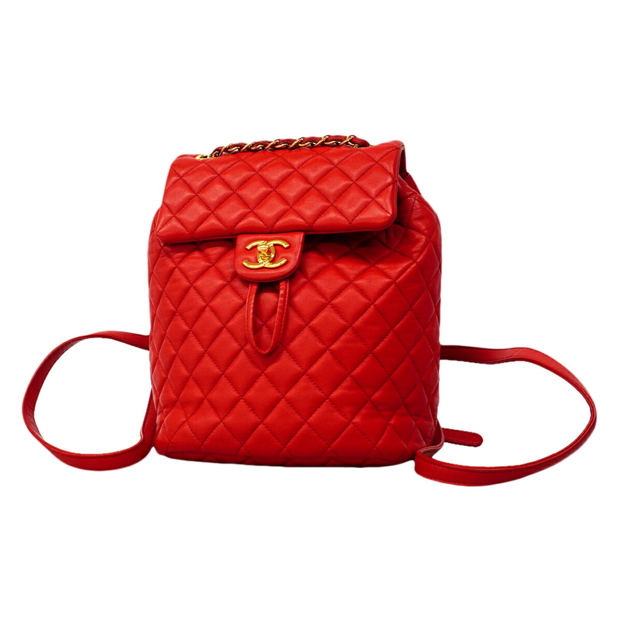 Chanel Red Color Leather Backpack (Pre-Owned)