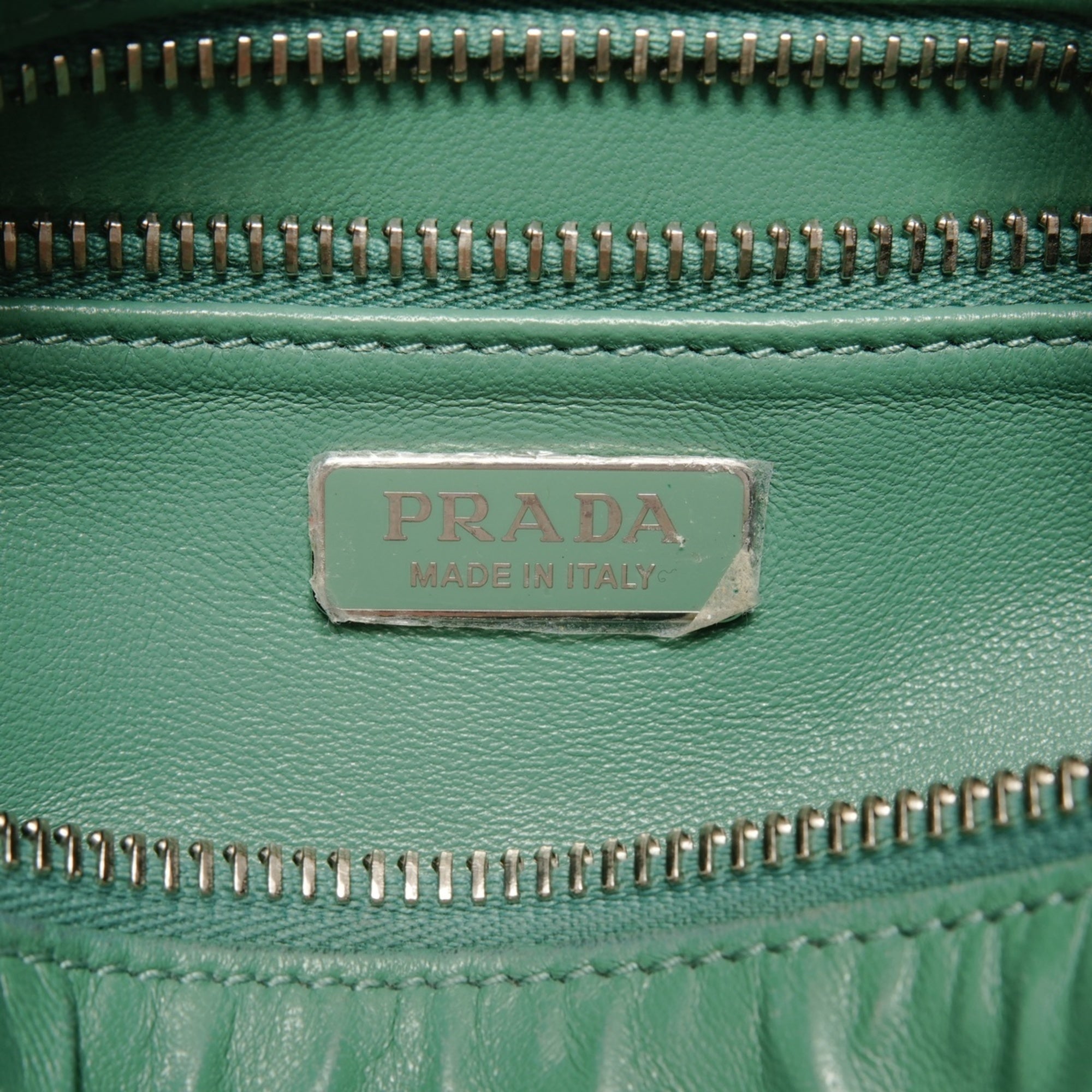 Prada Green Leather Boston Bag Shoulder Bag (Pre-Owned)