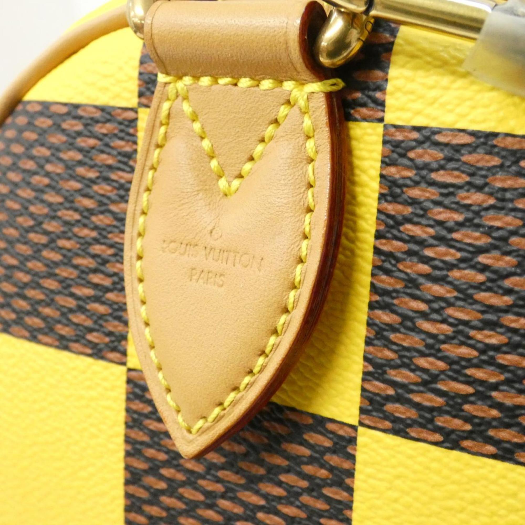 Louis Vuitton Ebene Yellow Coated Canvas Boston Bag (Pre-Owned)