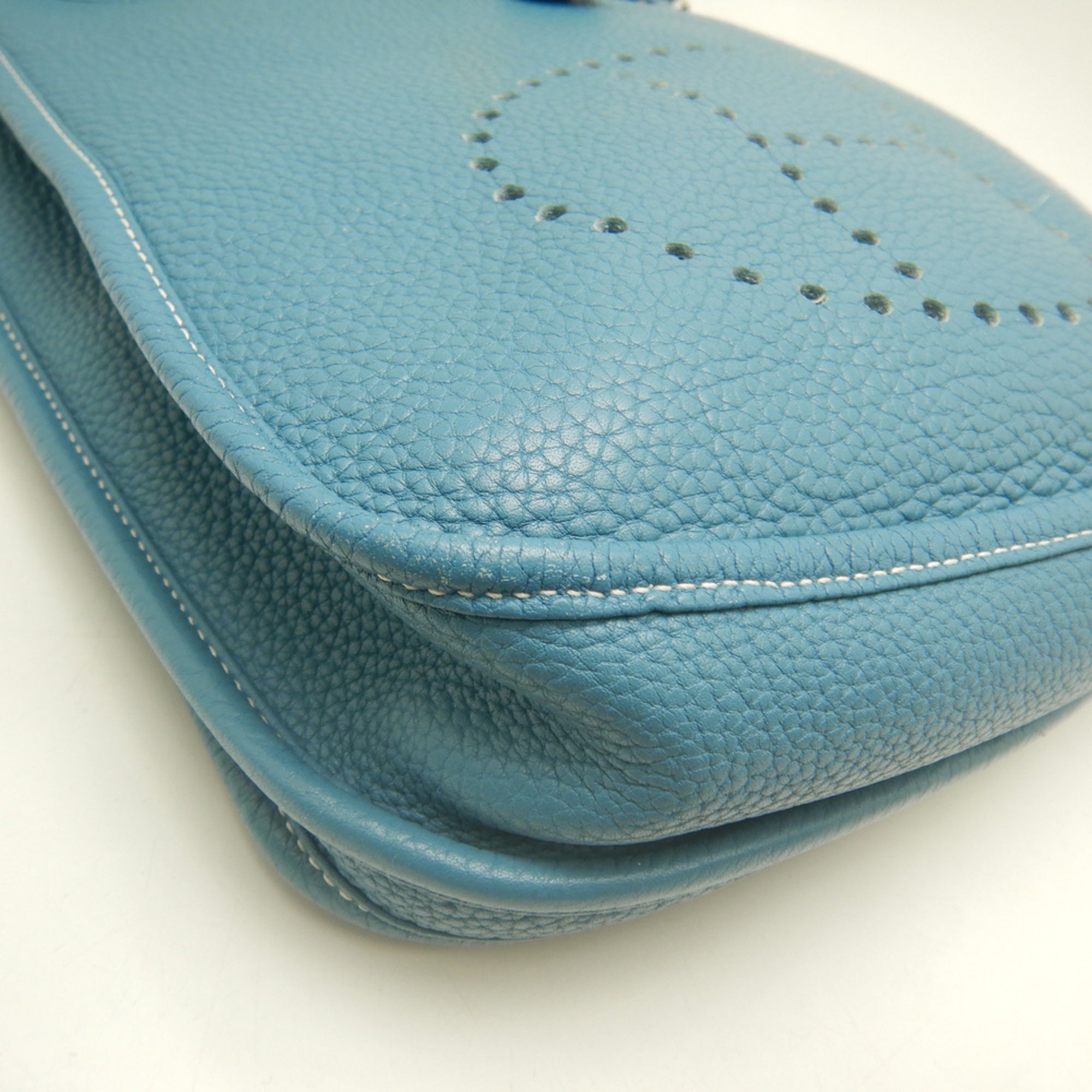 Hermes Evelyne Blue Jean Taurillon Clemence Leather Shoulder Bag (Pre-Owned)