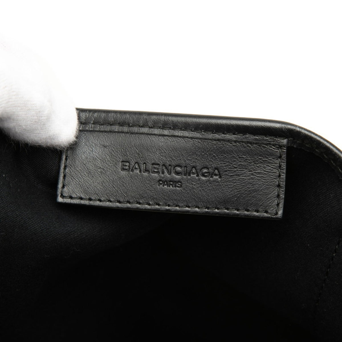 Balenciaga Black Ivory Canvas Leather Handbag Tote Bag (Pre-Owned)