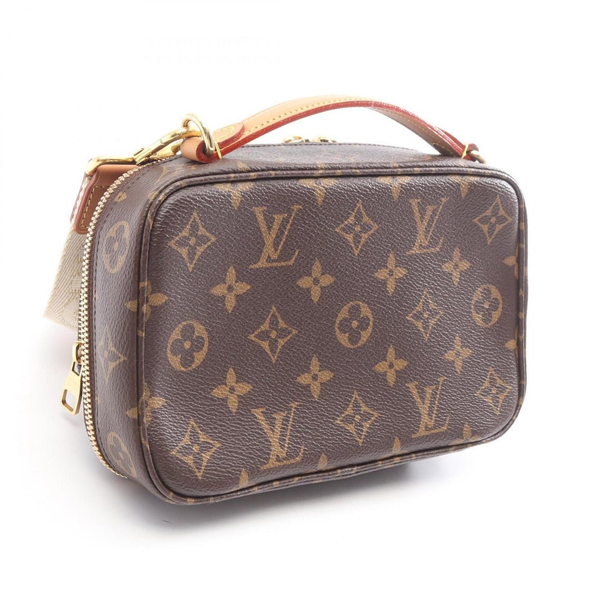 Louis Vuitton Brown Coated Canvas Leather Handbag Pouch (Pre-Owned)