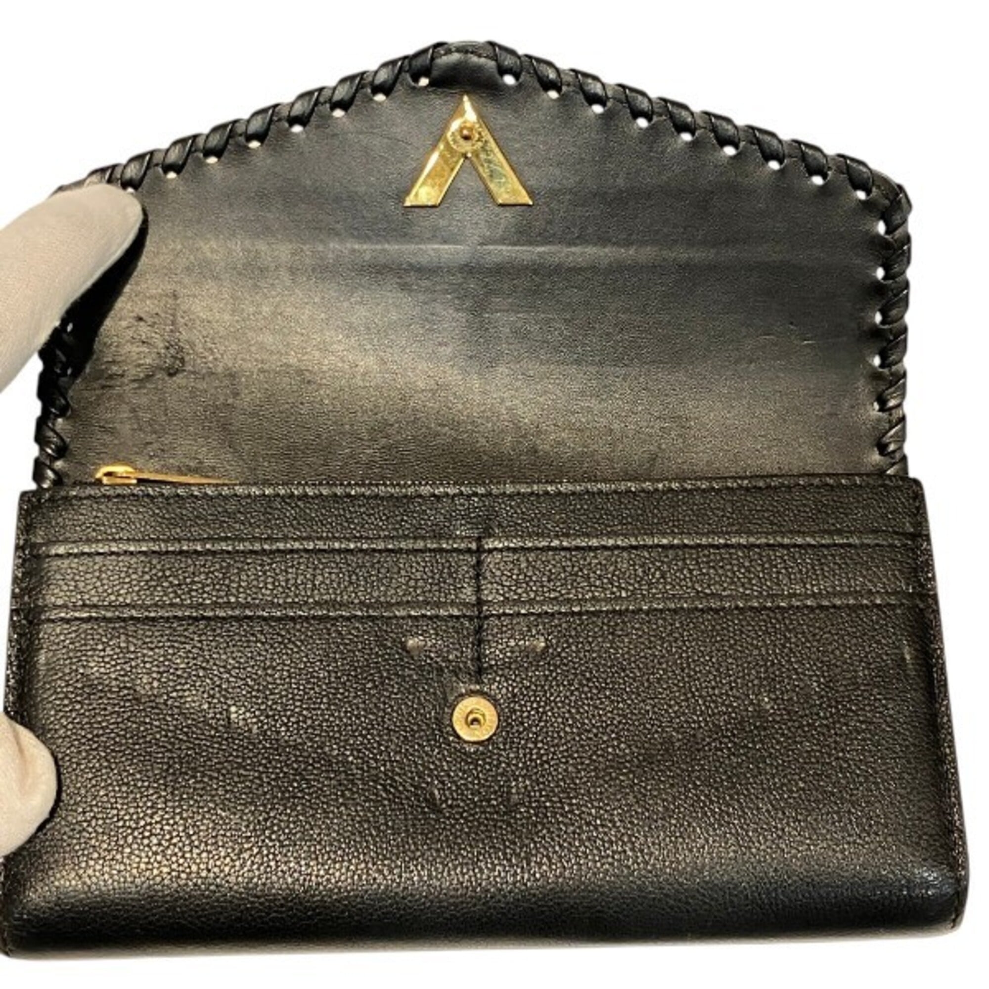 Louis Vuitton Monogram Noir Leather Long Wallet (Bi-Fold) (Pre-Owned)