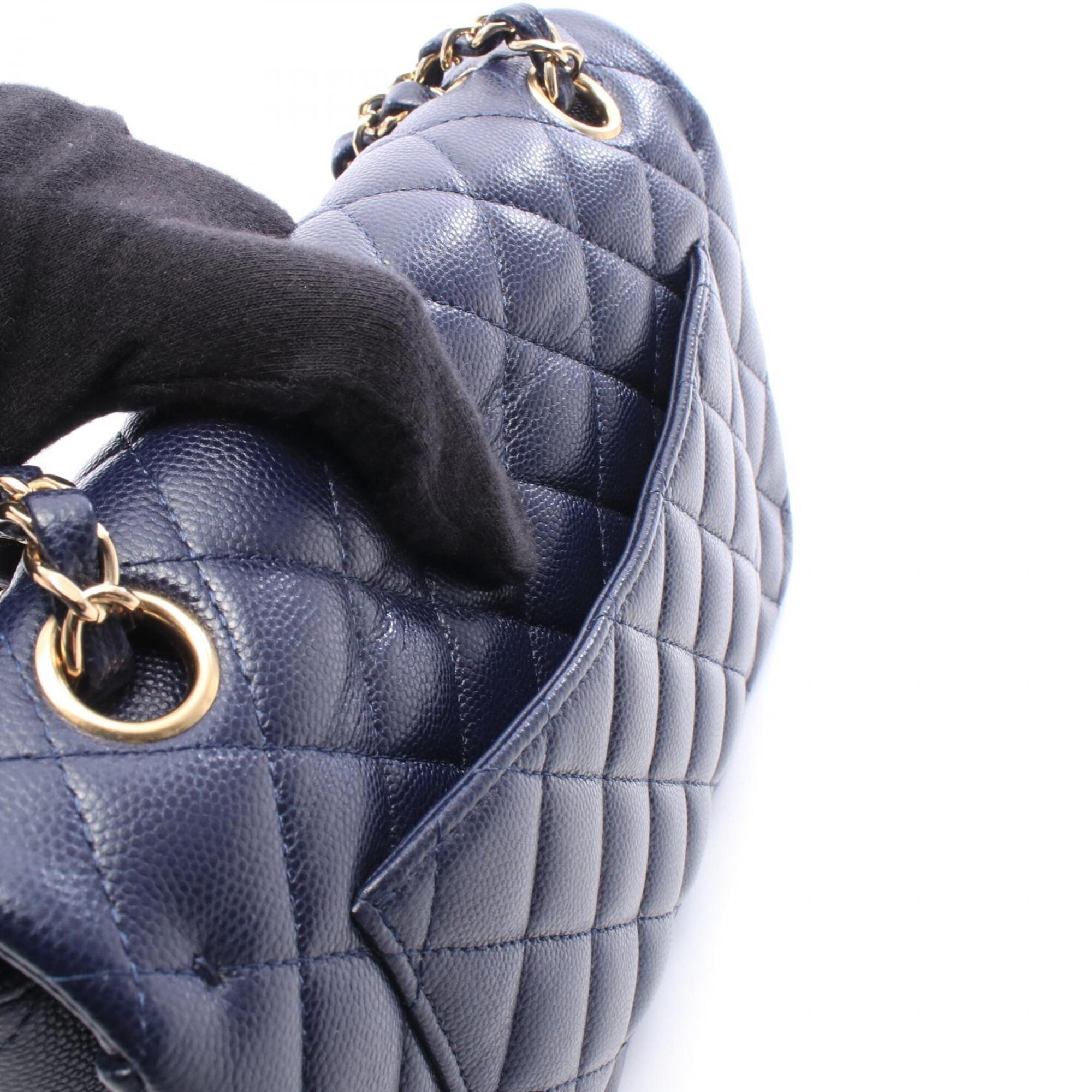 Chanel Navy Grained Calfskin Handbag Shoulder Bag (Pre-Owned)