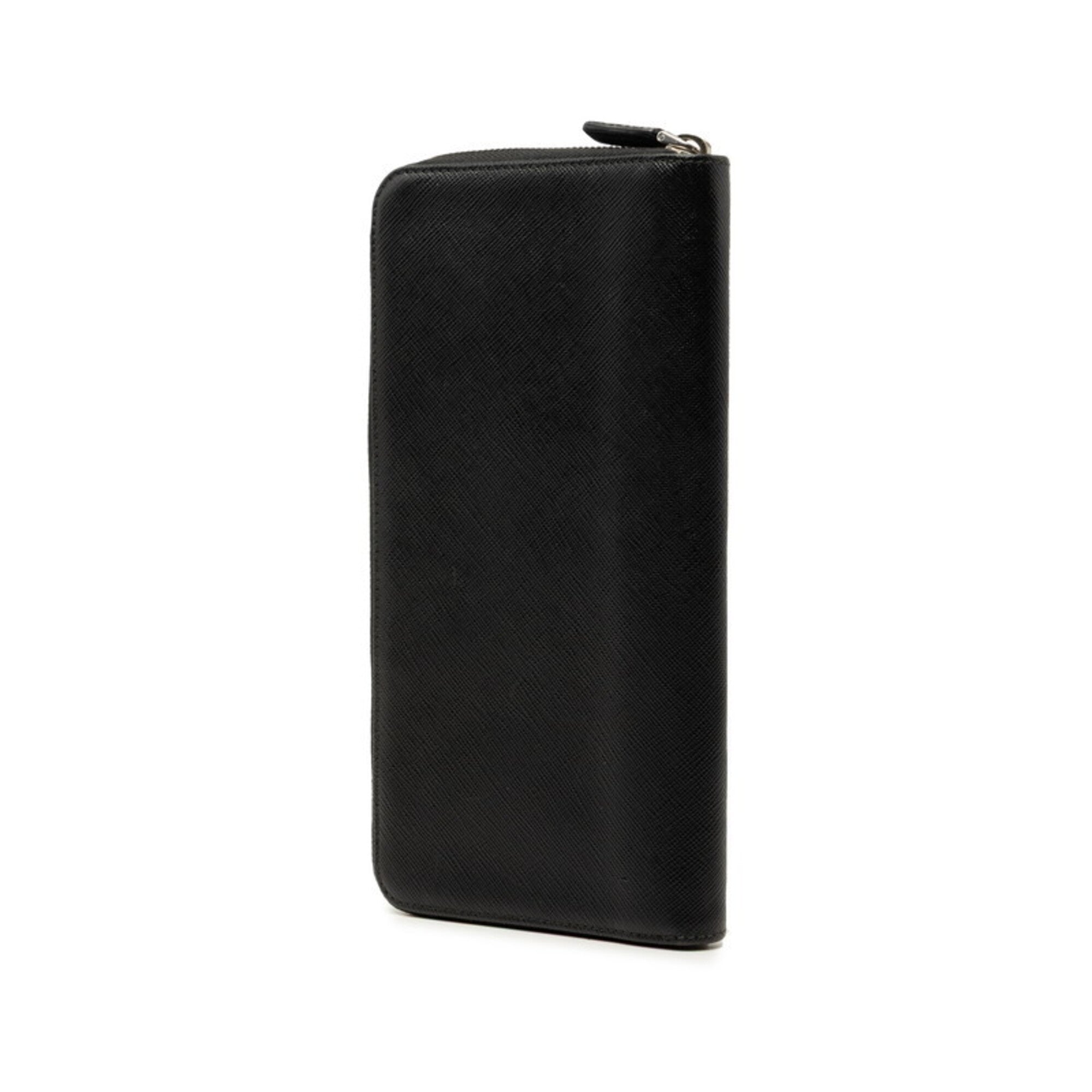 Prada Black Leather Long Wallet (Bi-Fold) (Pre-Owned)