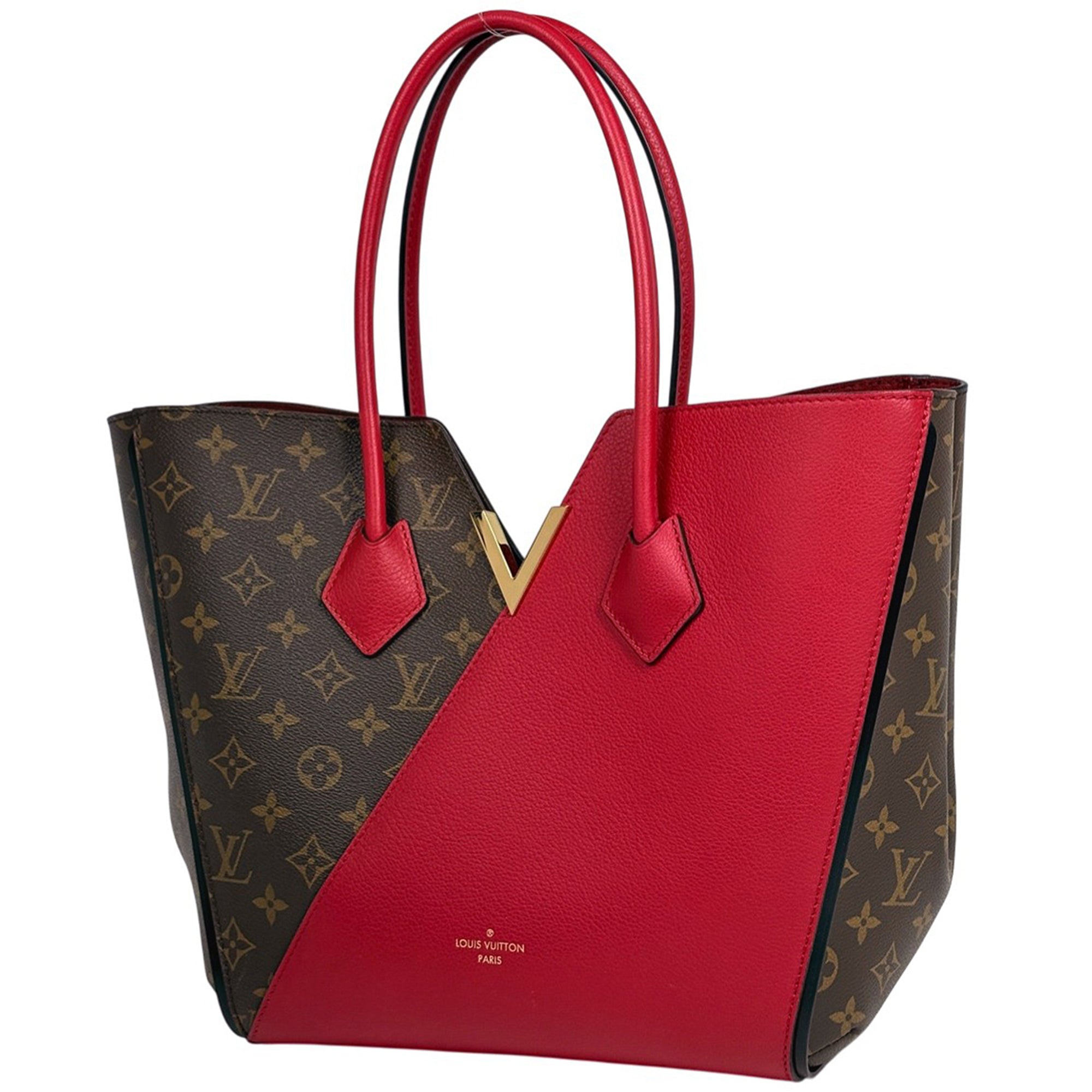 Louis Vuitton Cerise Red Brown Monogram Handbag Tote Bag (Pre-Owned)