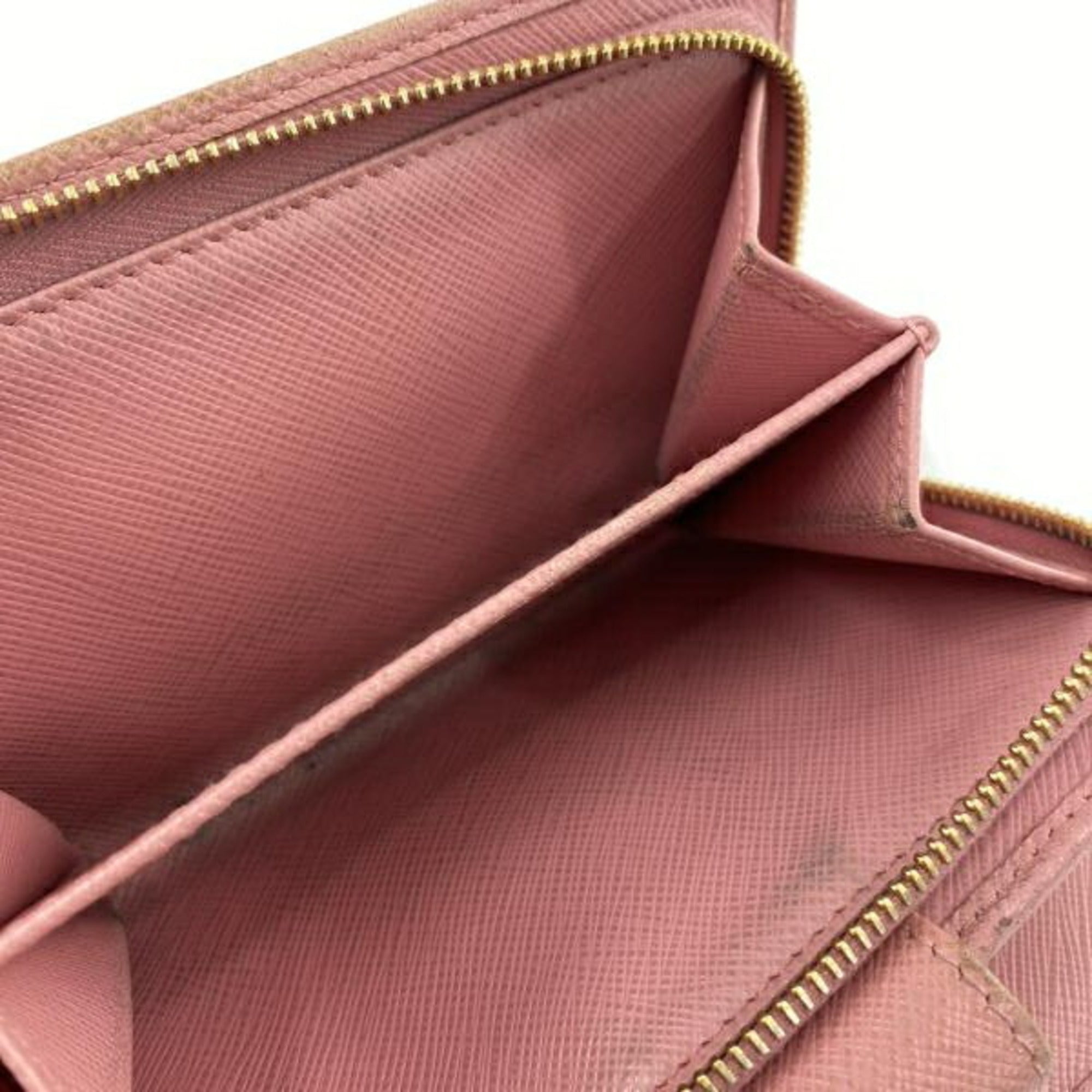 Prada Pink Saffiano Triangle Wallet (Bi-Fold) (Pre-Owned)