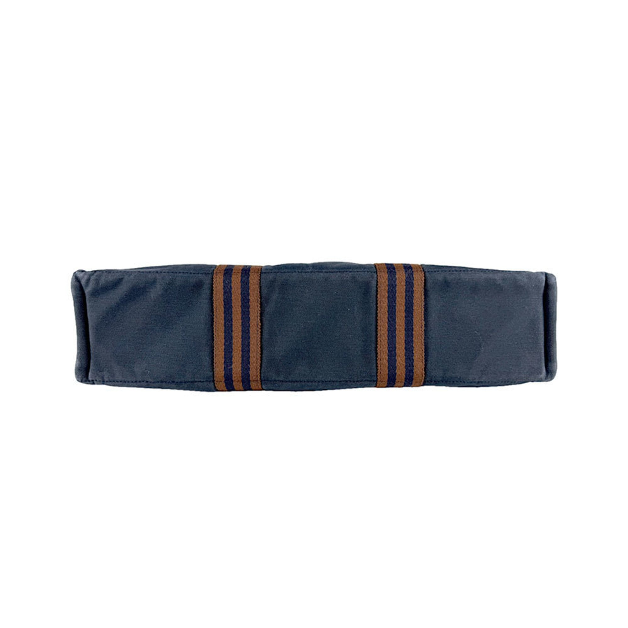 Hermes Brown Navy Canvas Handbag (Pre-Owned)