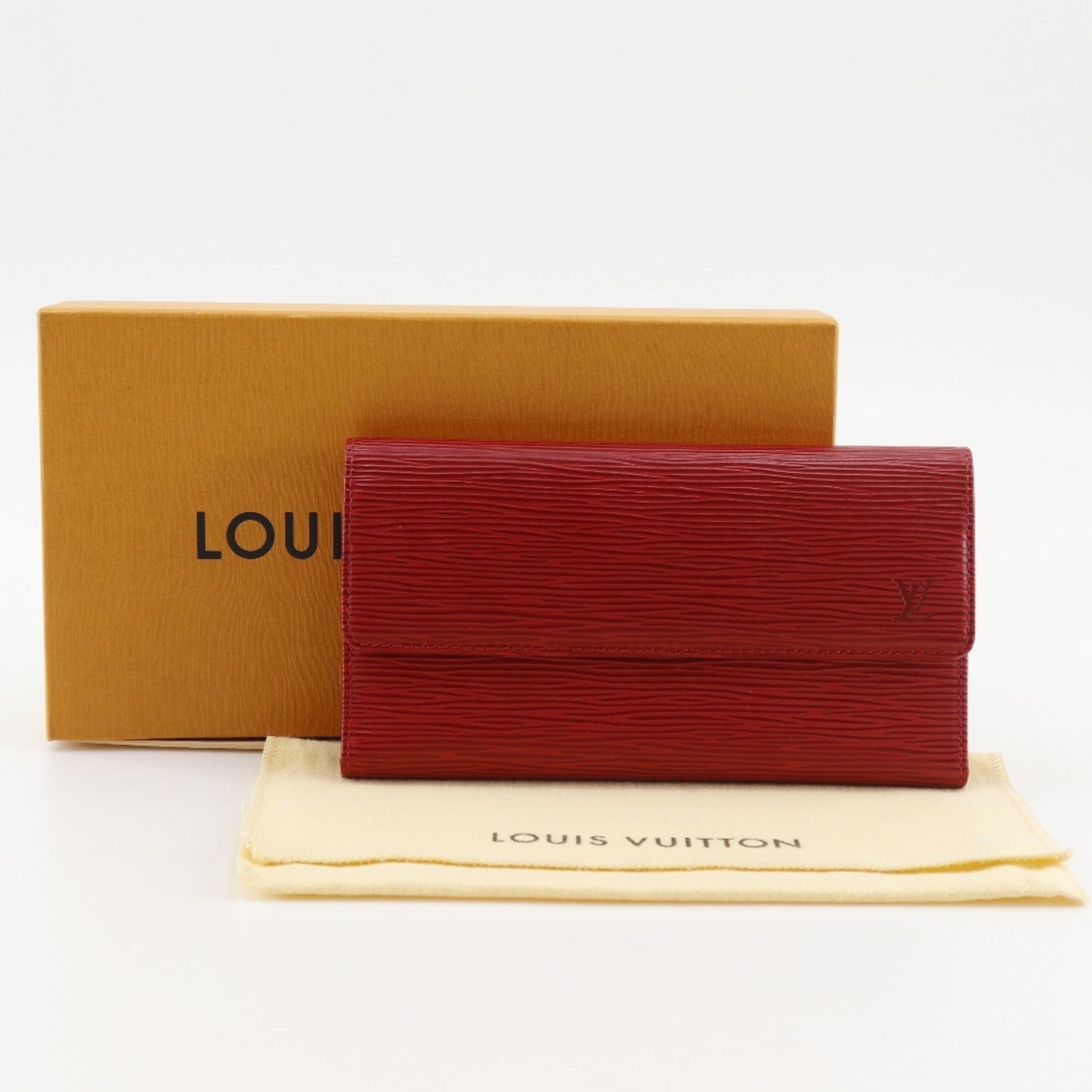 Louis Vuitton Epi Castilian Red Red Color Epi Leather Long Wallet (Bi-Fold) (Pre-Owned)