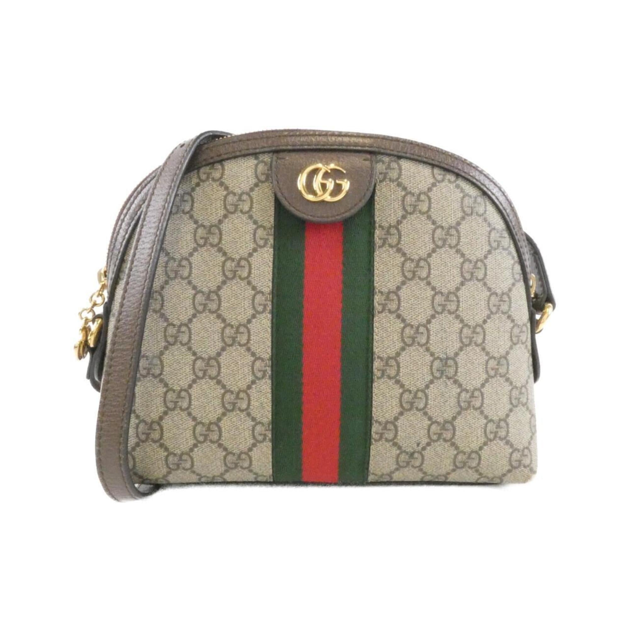 Gucci Beige Brown Gg Supreme Canvas Leather Shoulder Bag (Pre-Owned)