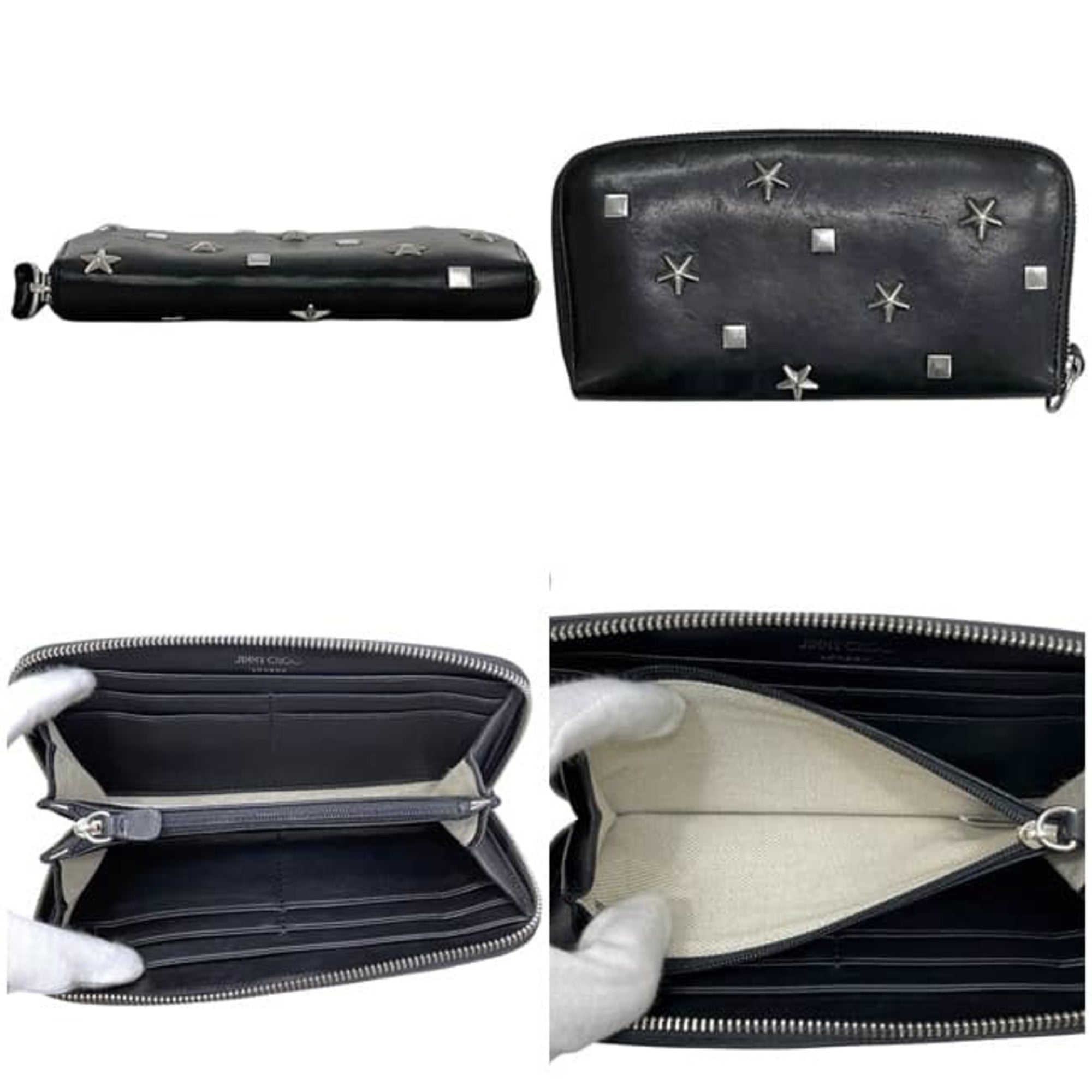Jimmy Choo Black Leather Long Wallet (Bi-Fold) (Pre-Owned)