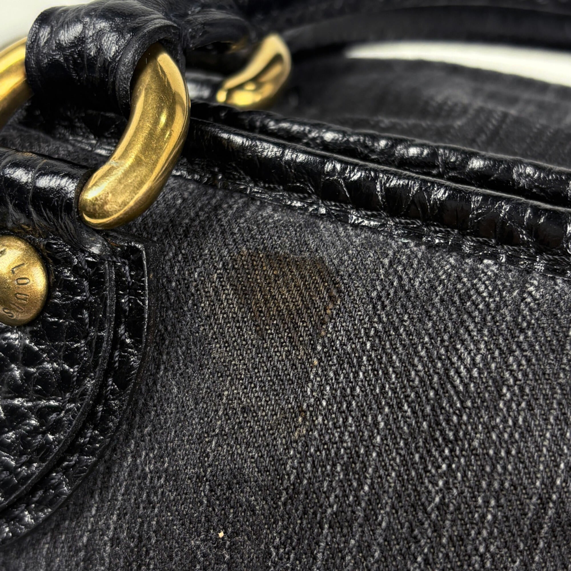 Louis Vuitton Black Monogram Noir Monogram Denim Handbag (Pre-Owned)