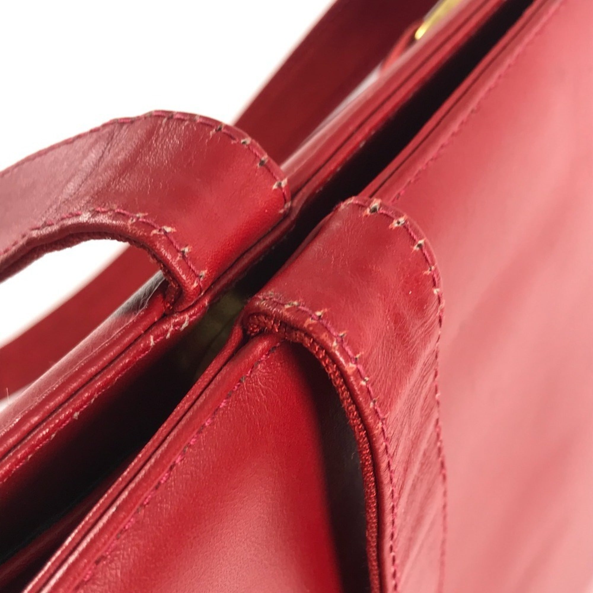 Salvatore Ferragamo Vara Red Color Leather Shoulder Bag Tote Bag (Pre-Owned)
