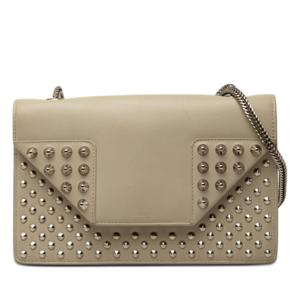 Saint Laurent Beige Gray Beige Leather Shoulder Bag (Pre-Owned)
