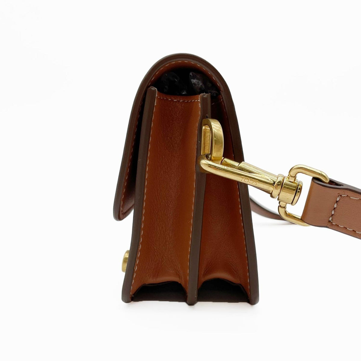 Tod's Brown Gold Leather Pochette Shoulder Bag (Pre-Owned)