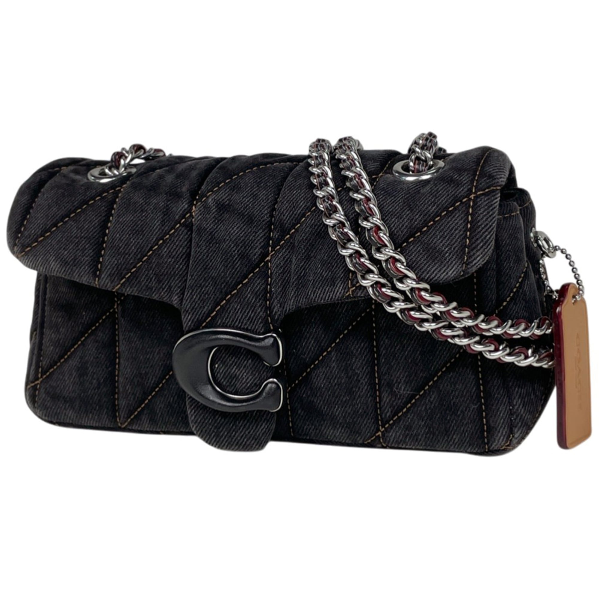 Coach Black Denim Leather Shoulder Bag (Pre-Owned)
