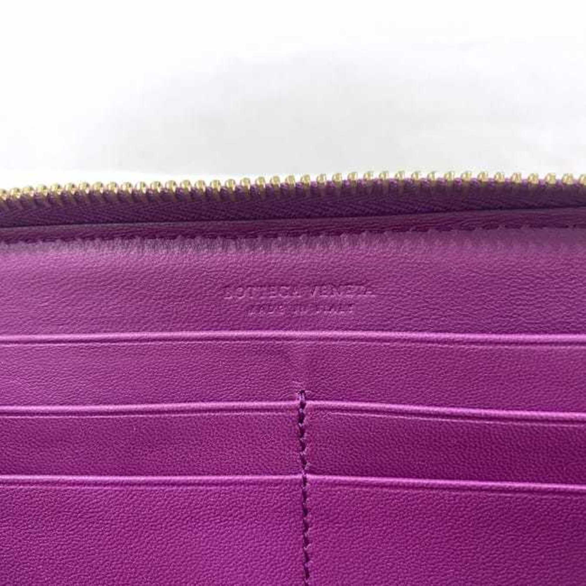 Bottega Veneta Purple Leather Long Wallet (Bi-Fold) (Pre-Owned)