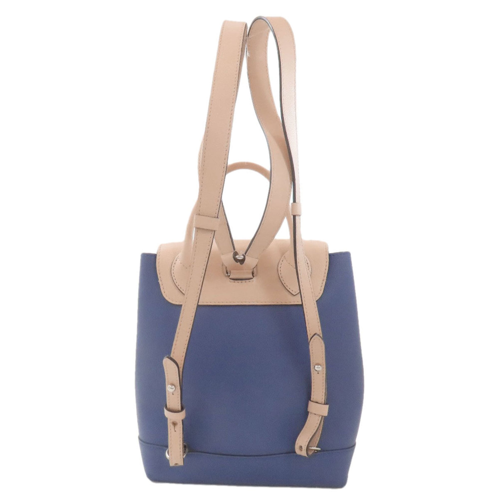 Louis Vuitton Beige Blue Leather Backpack (Pre-Owned)