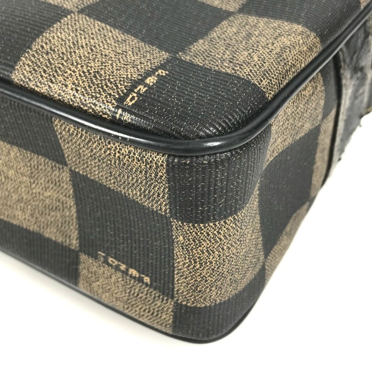 Fendi Pequin Black Khaki Pvc Leather Shoulder Bag (Pre-Owned)