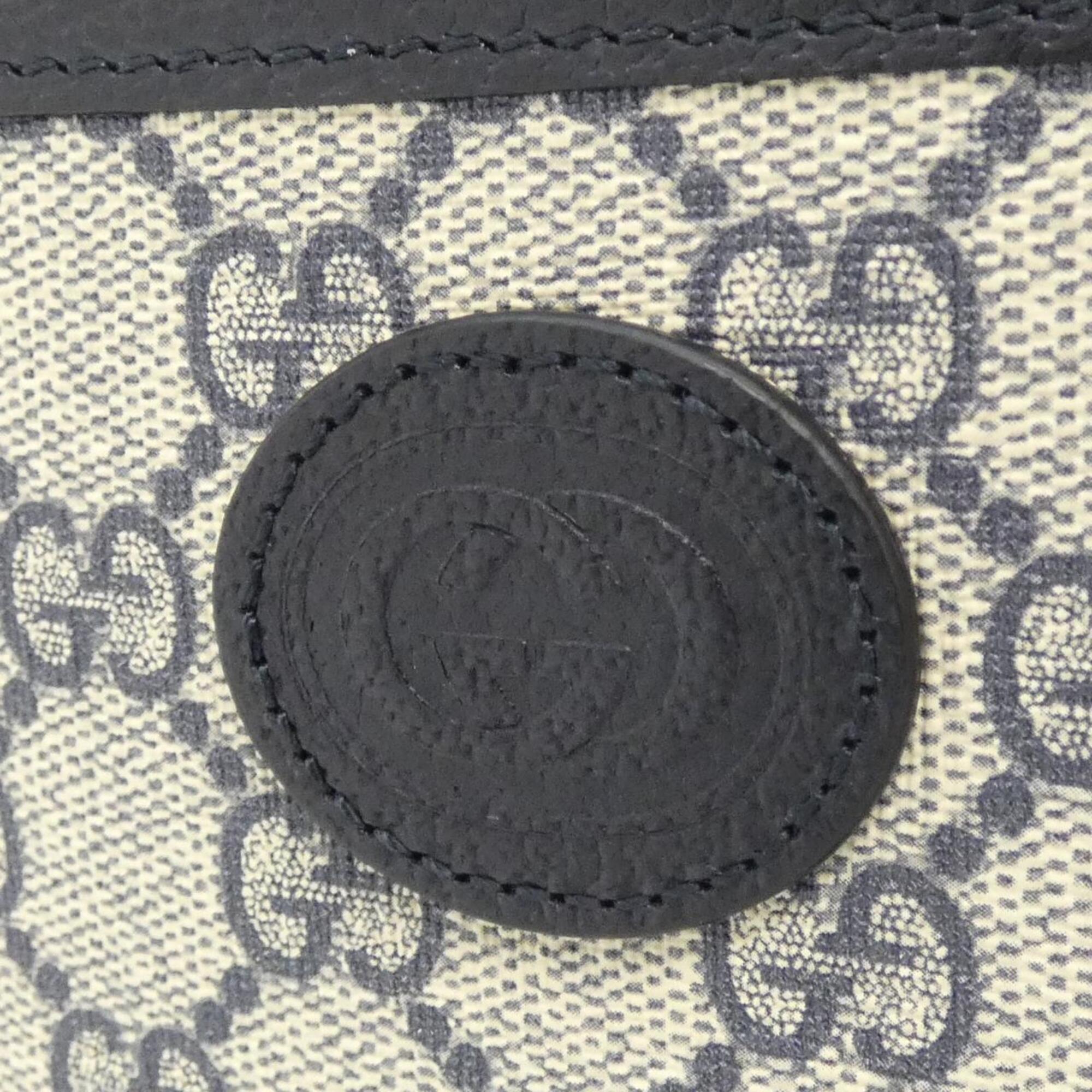 Gucci Beige Blue Gg Supreme Canvas Leather Shoulder Bag (Pre-Owned)