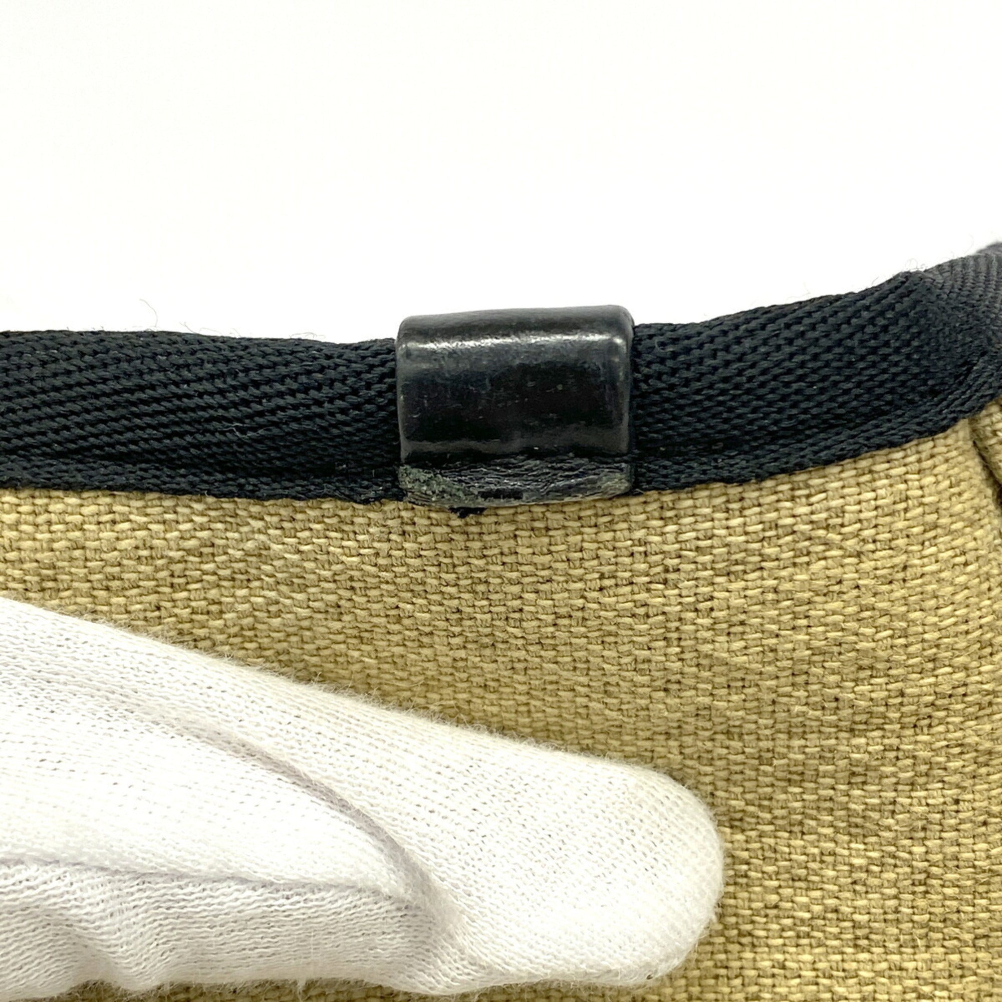 Chanel Beige Black Canvas Tote Bag (Pre-Owned)