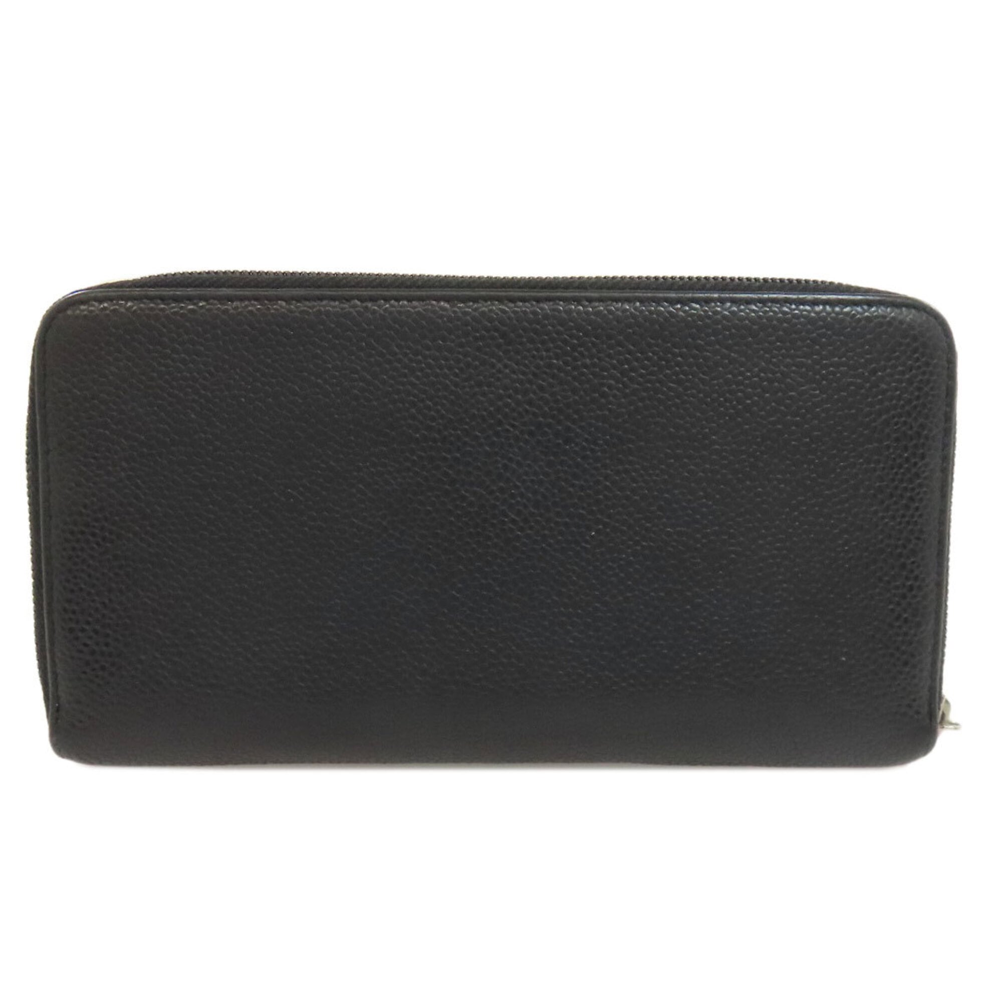 Chanel Black Leather Long Wallet (Bi-Fold) (Pre-Owned)
