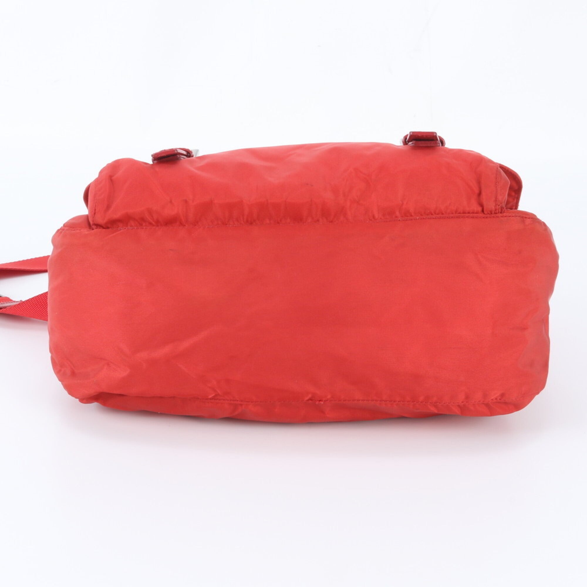 Prada Red Color Nylon Leather Shoulder Bag (Pre-Owned)