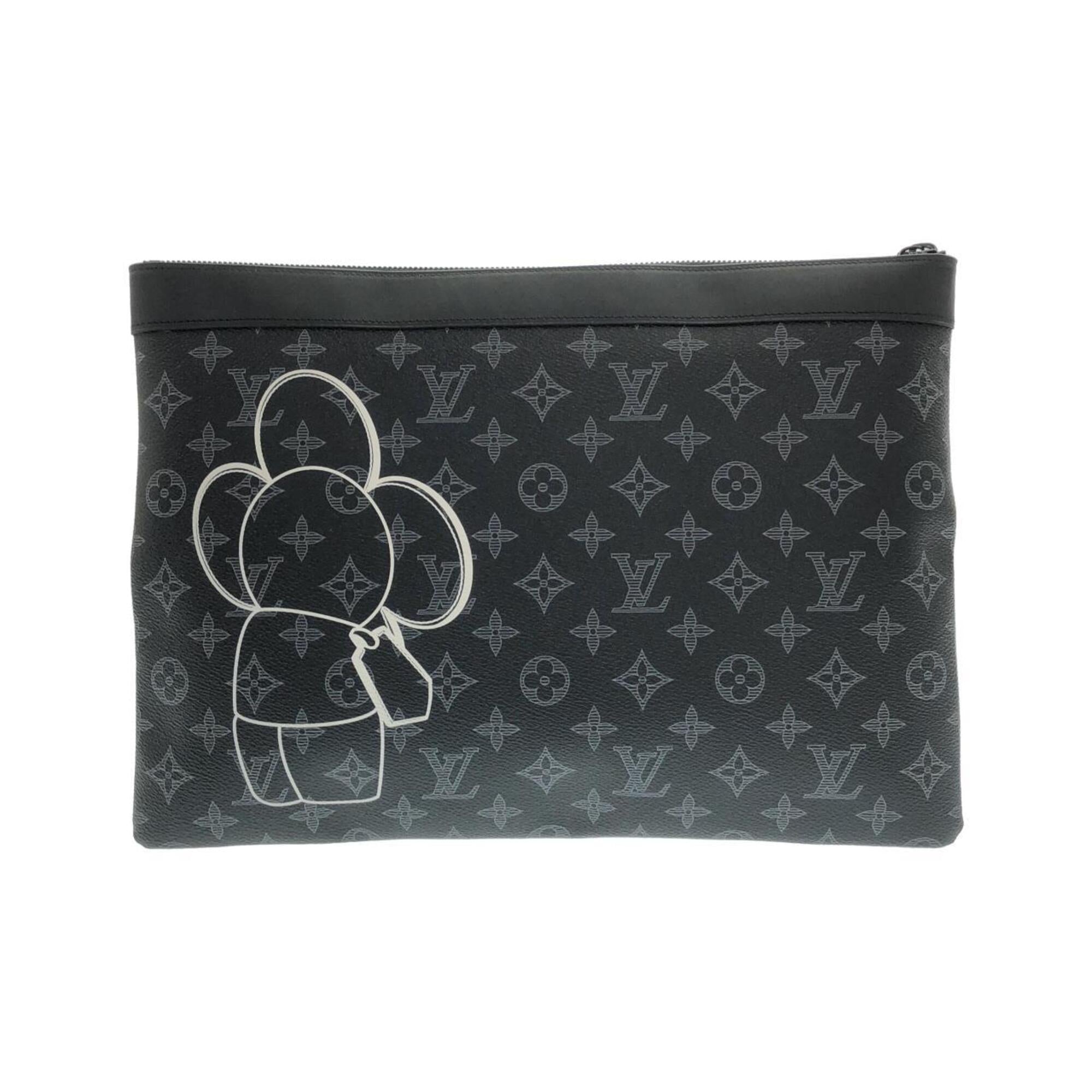 Louis Vuitton Black Coated Canvas Leather Handbag Pochette (Pre-Owned)
