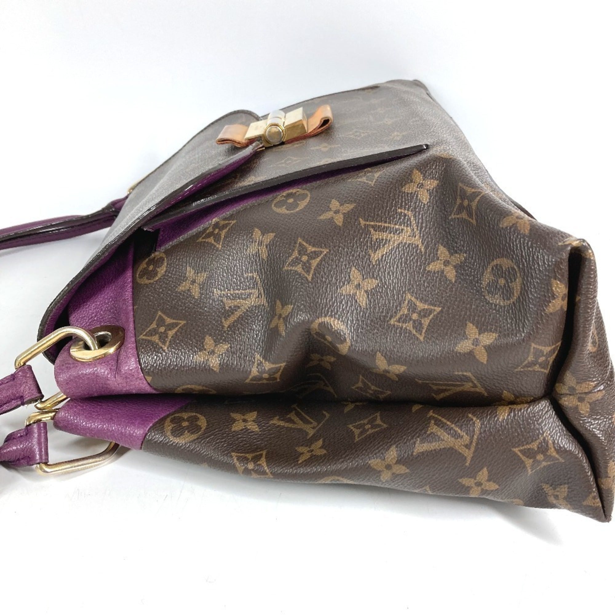 Louis Vuitton Aurore Brown Monogram Purple Monogram Olympe Canvas Shoulder Bag Tote Bag (Pre-Owned)