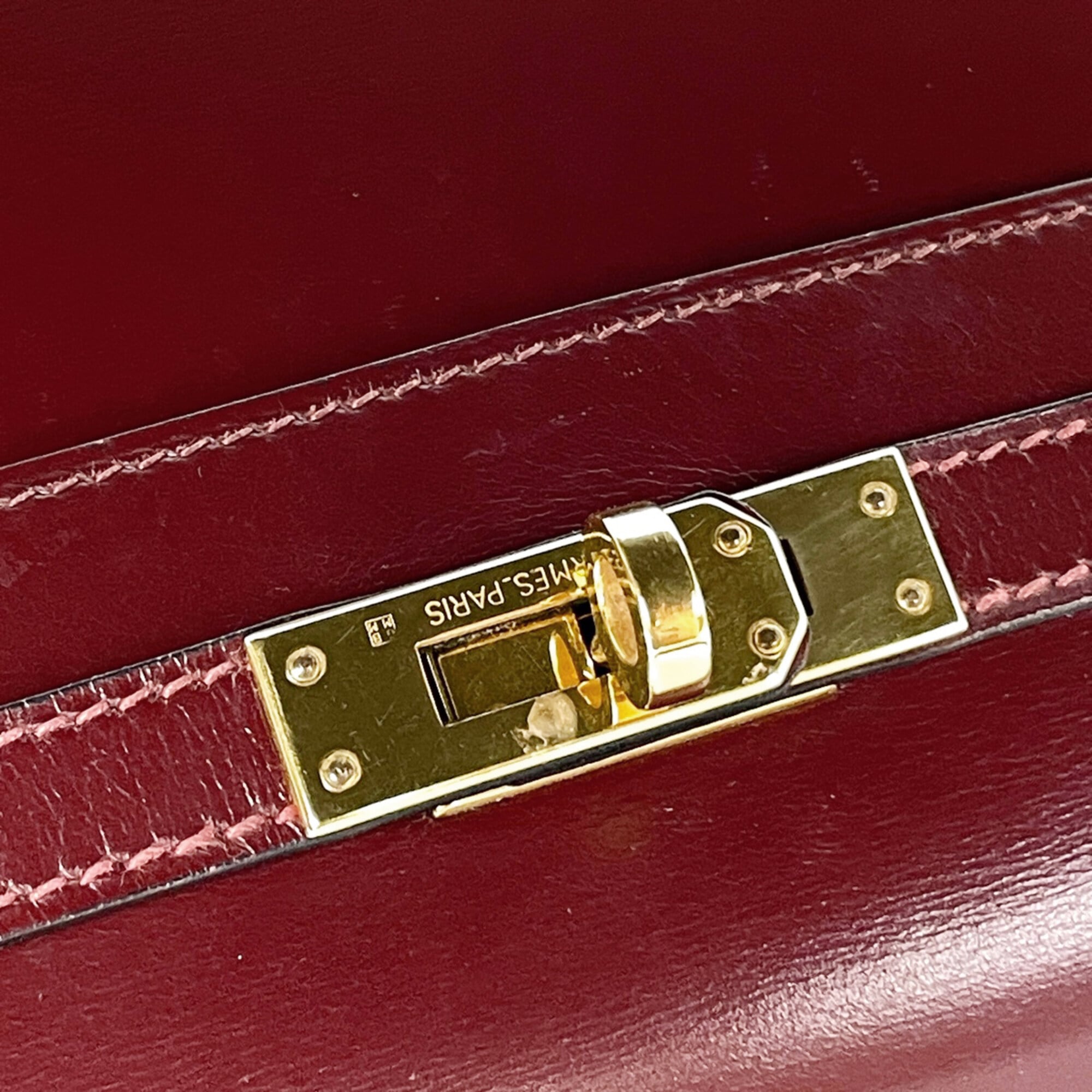 Hermes Red Color Box Calf Leather Shoulder Bag (Pre-Owned)