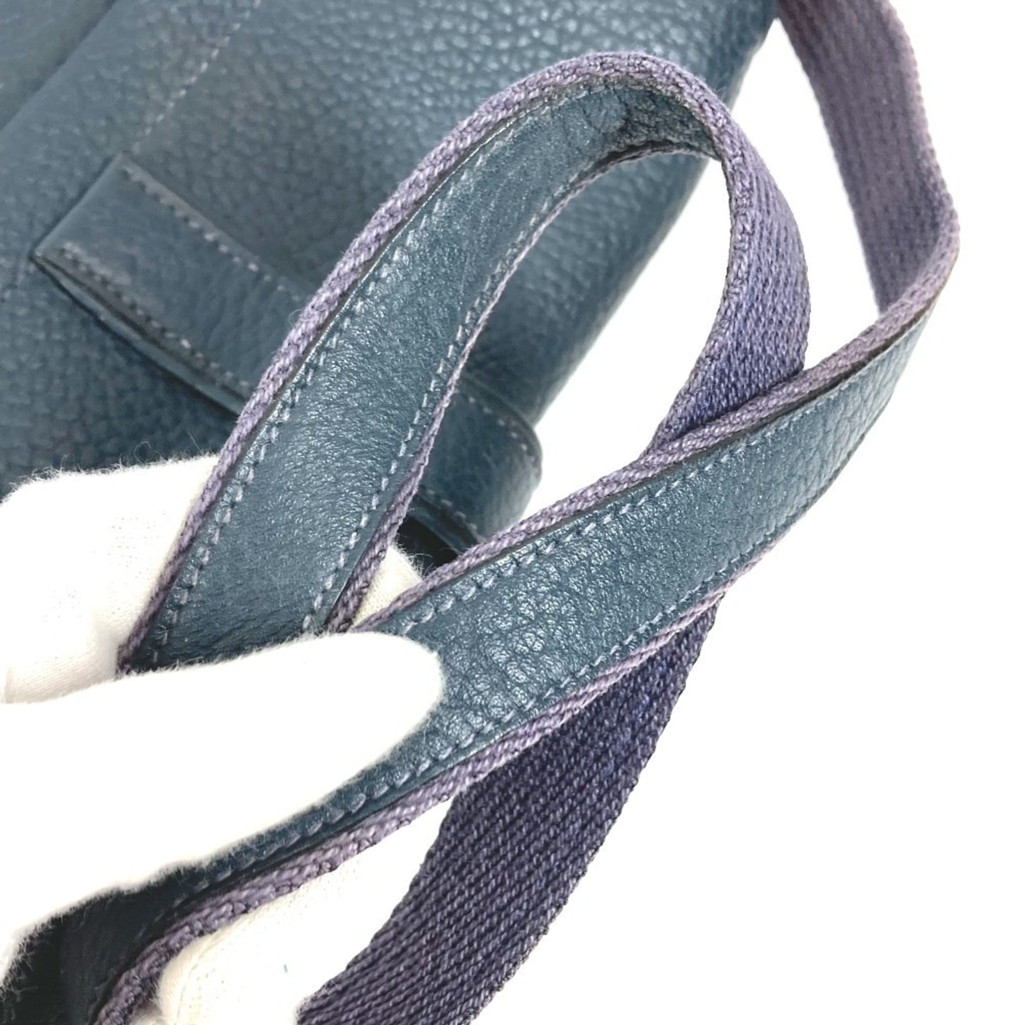 Hermes Navy Leather Shoulder Bag (Pre-Owned)
