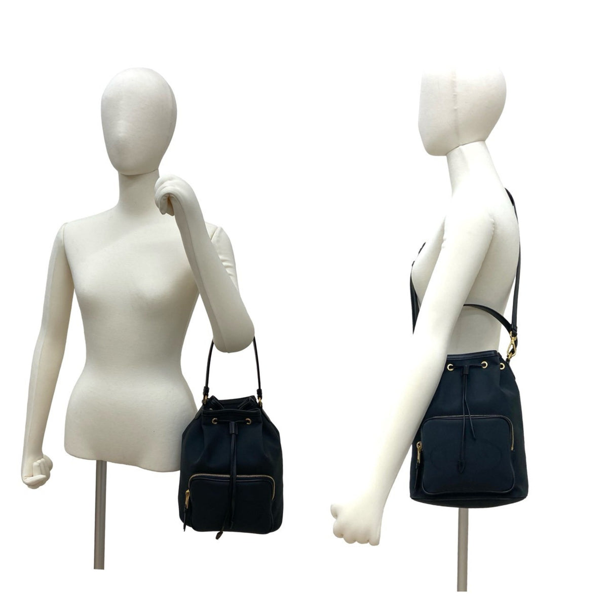 Prada Black Canvas Leather Handbag Shoulder Bag (Pre-Owned)