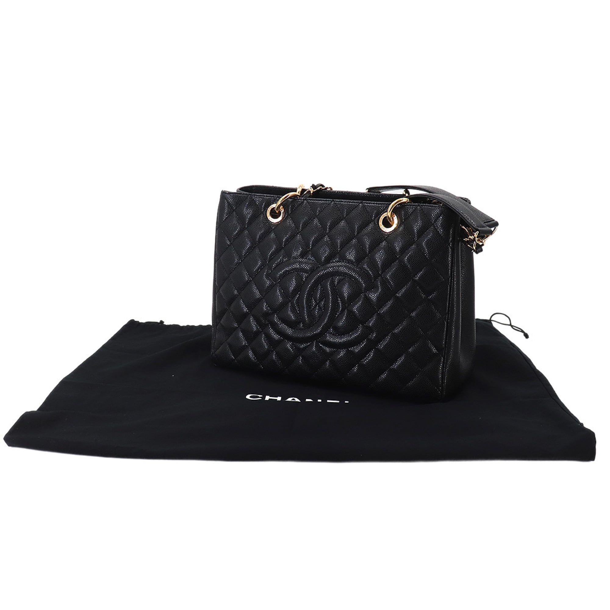 Chanel Black Grained Calfskin Handbag Tote Bag (Pre-Owned)