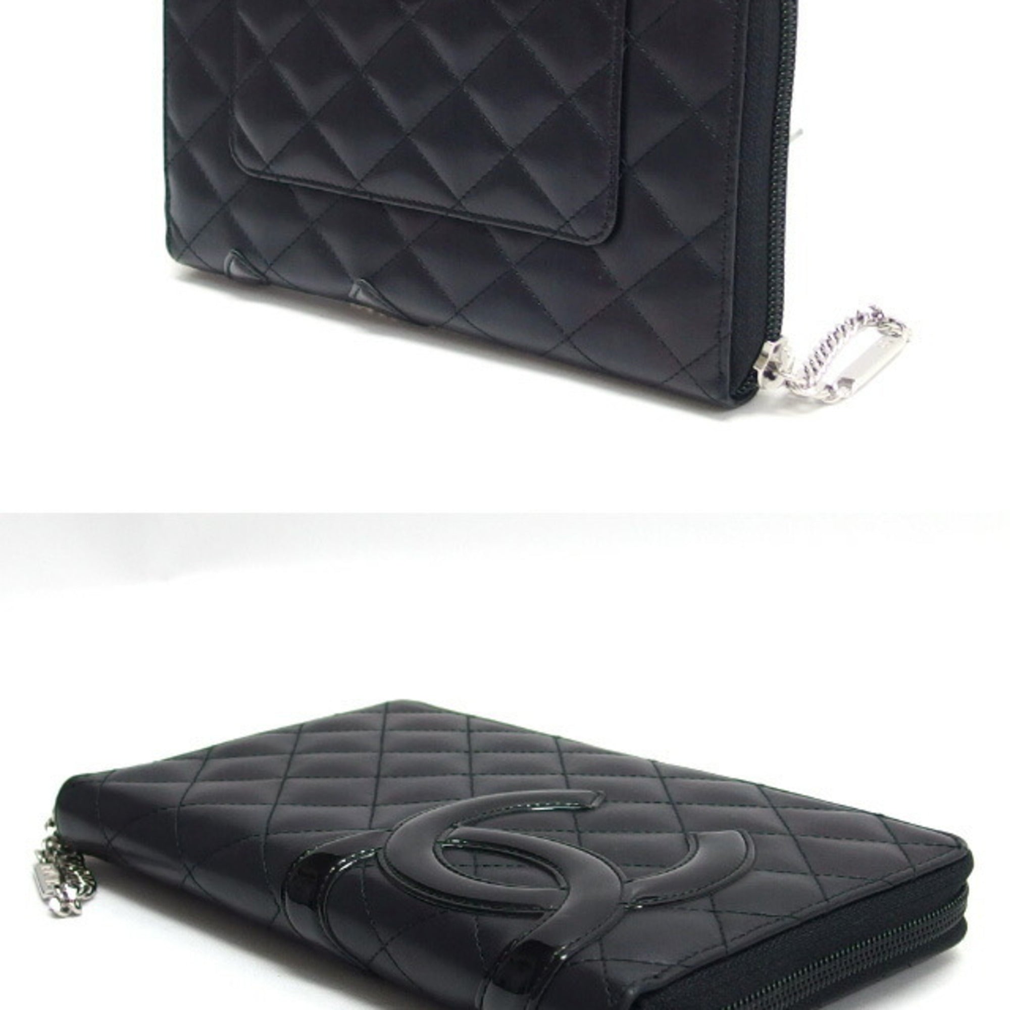 Chanel Black Pink Leather Long Wallet (Bi-Fold) (Pre-Owned)