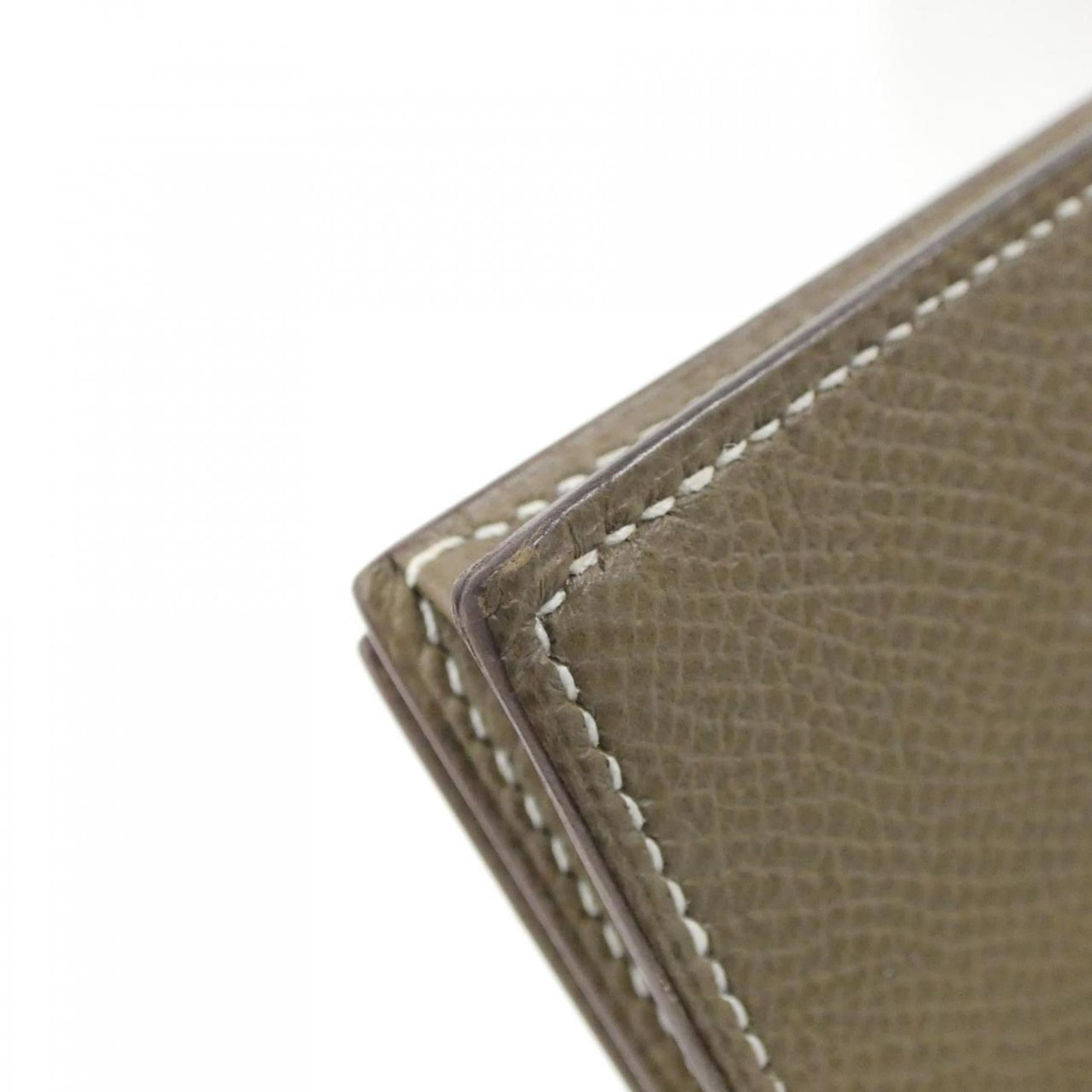 Hermes Etoupe Gray Soufre Epsom Leather Long Wallet (Bi-Fold) (Pre-Owned)