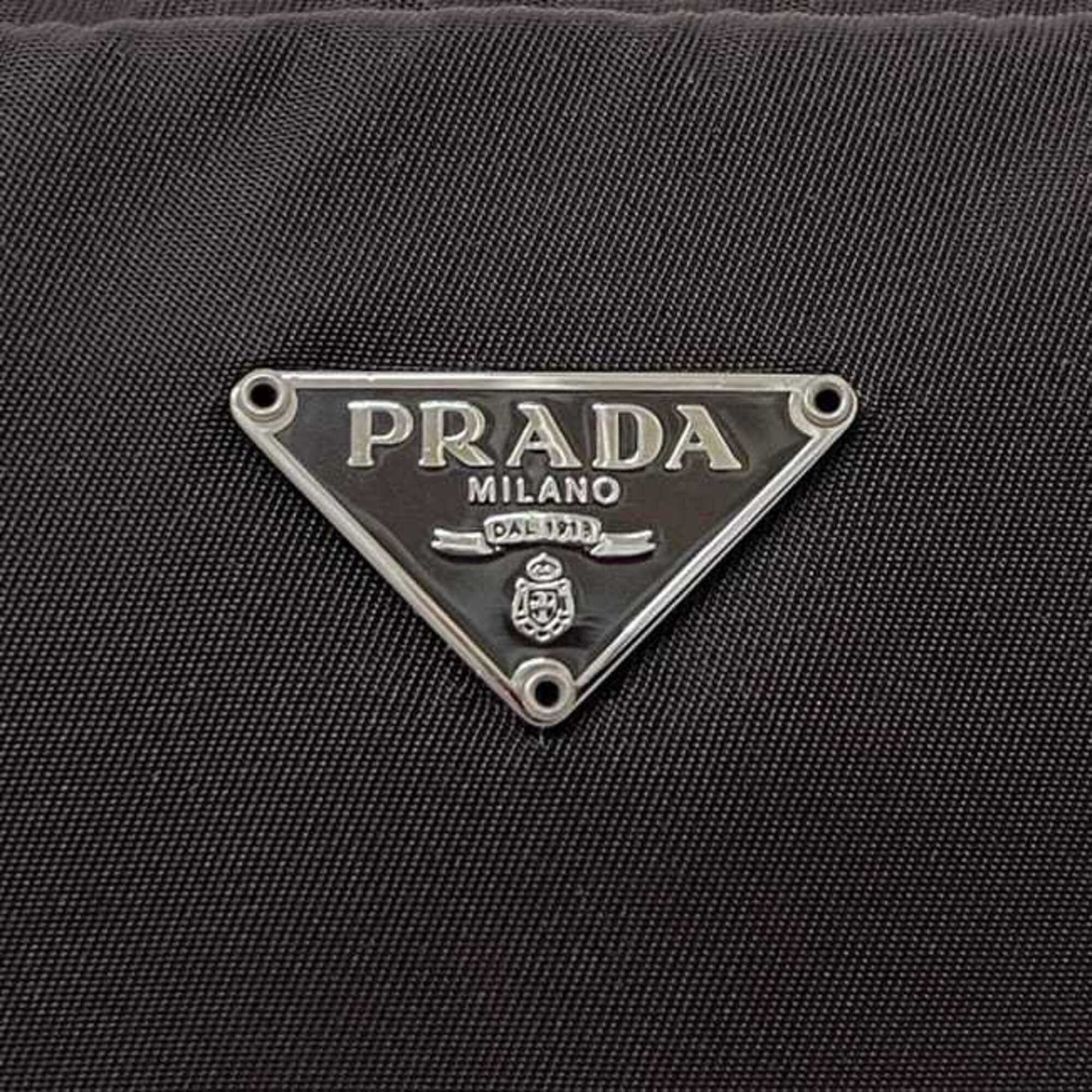Prada Brown Dark Brown Nylon Pouch (Pre-Owned)
