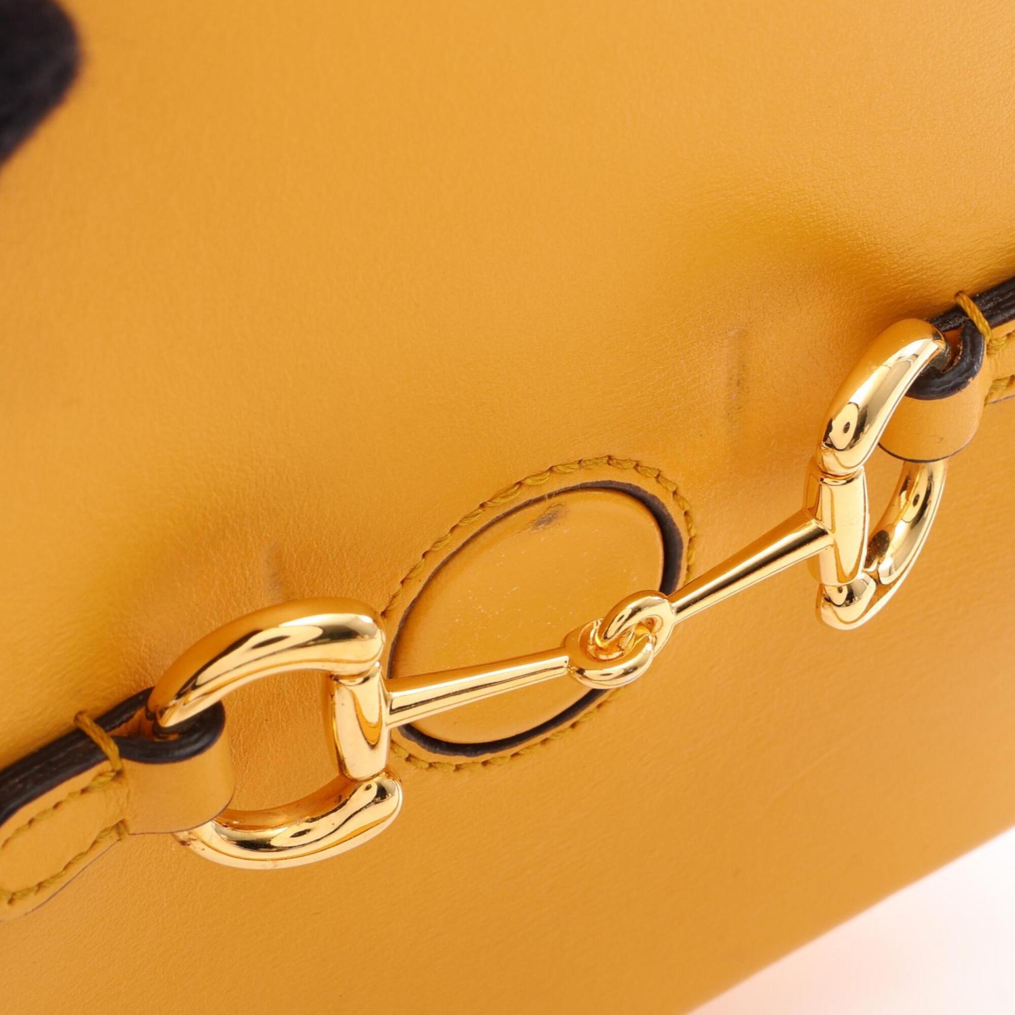 Gucci Yellow Leather Handbag Shoulder Bag (Pre-Owned)