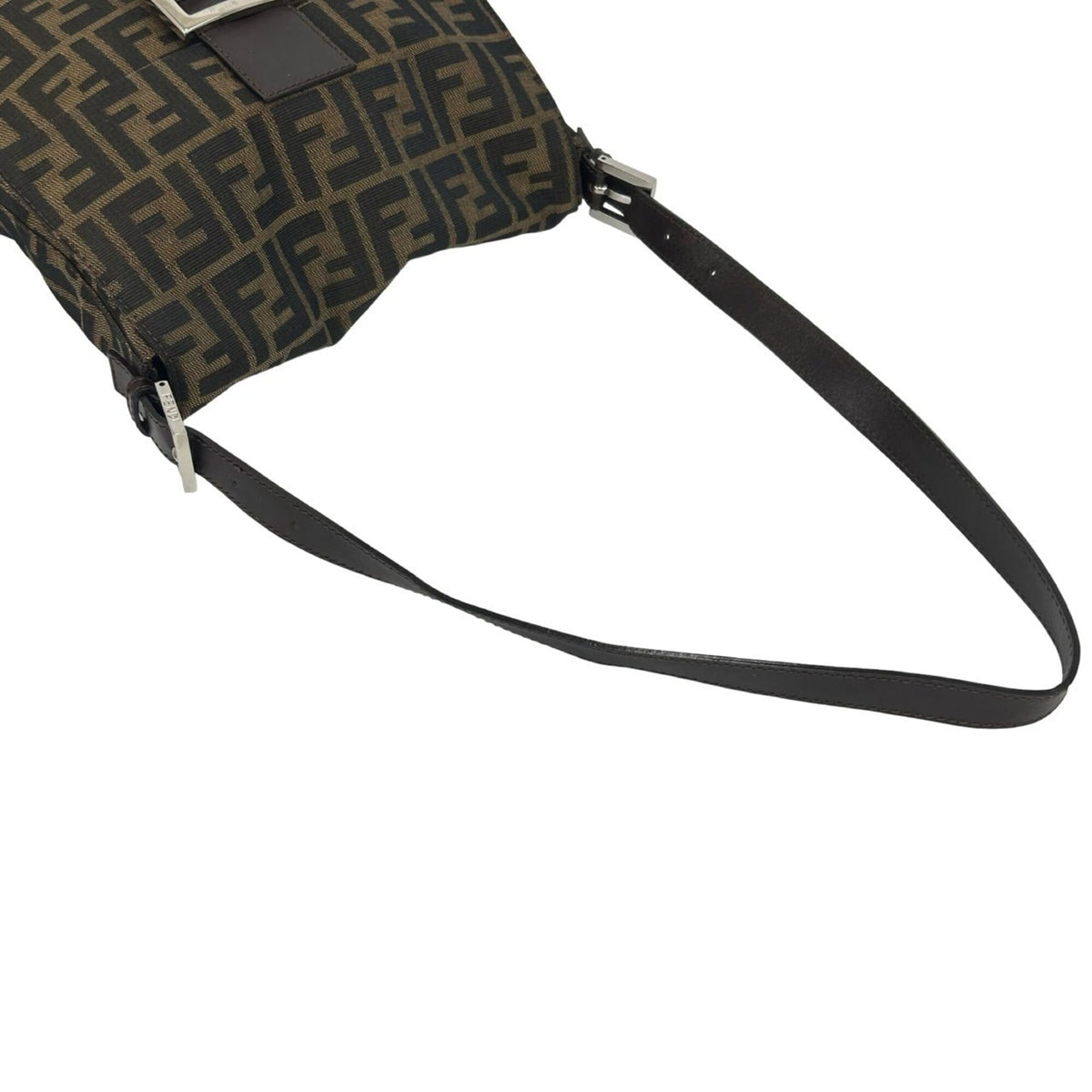 Fendi Black Brown Canvas Leather Shoulder Bag (Pre-Owned)