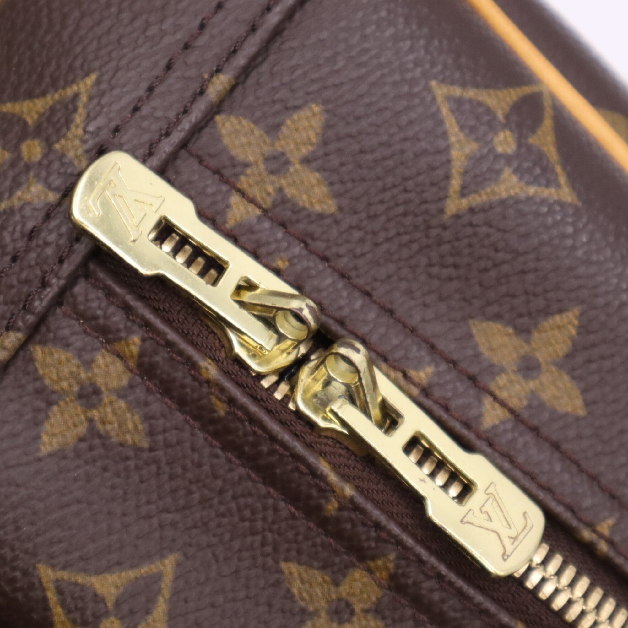 Louis Vuitton Monogram Beige Brown Coated Canvas Leather Handbag (Pre-Owned)