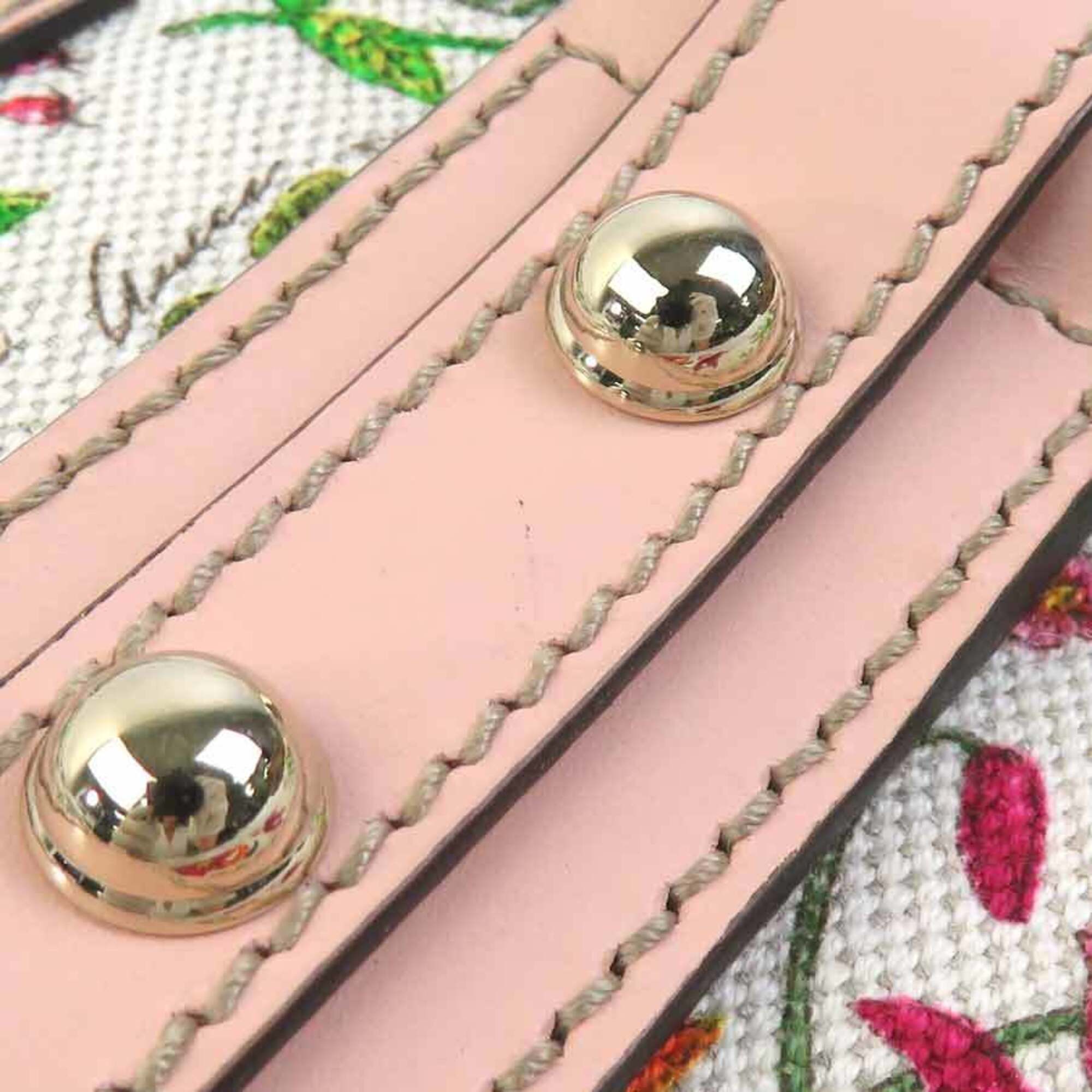 Gucci Multi-Color Pink Canvas Leather Handbag (Pre-Owned)