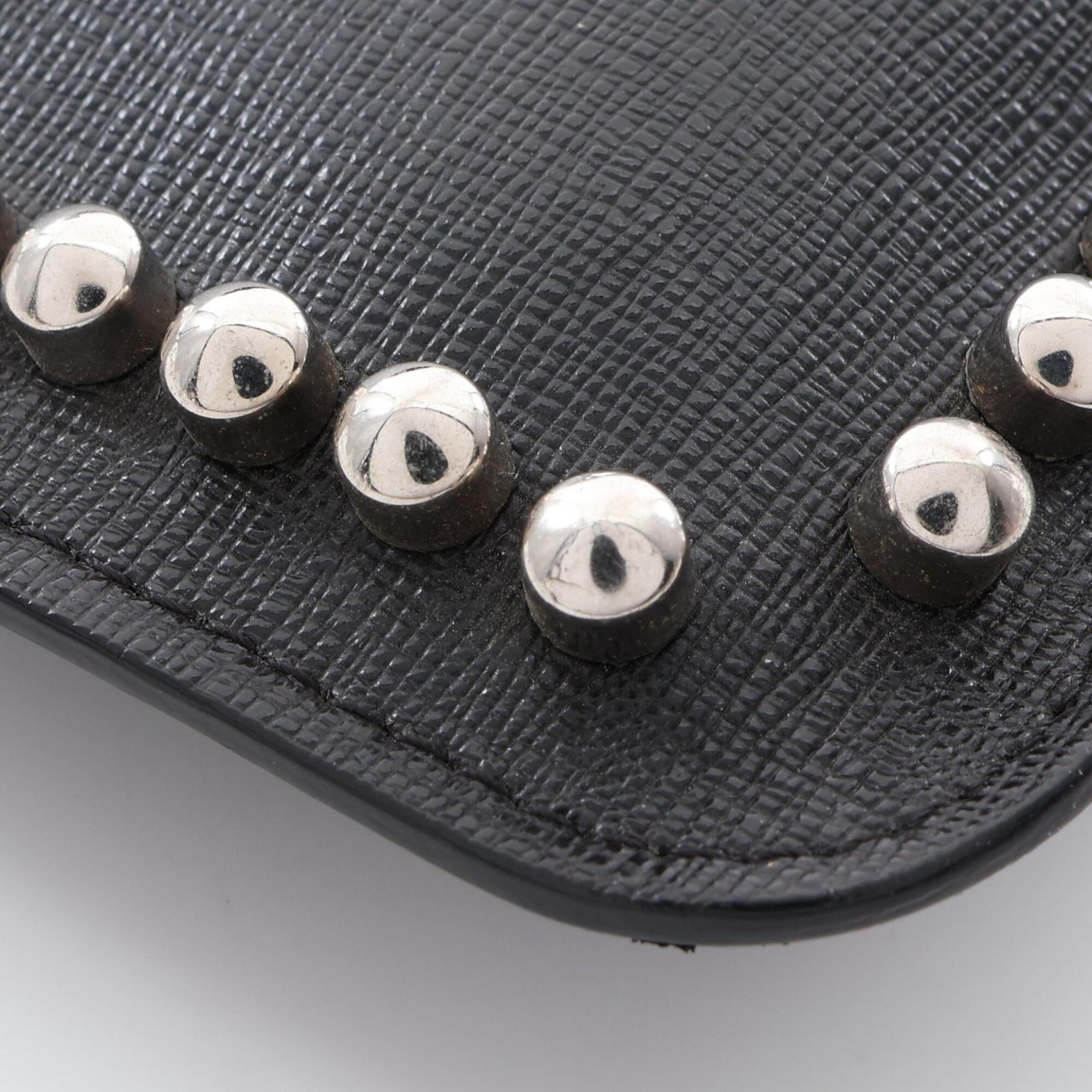 Fendi Black Leather Clutch Bag Handbag (Pre-Owned)