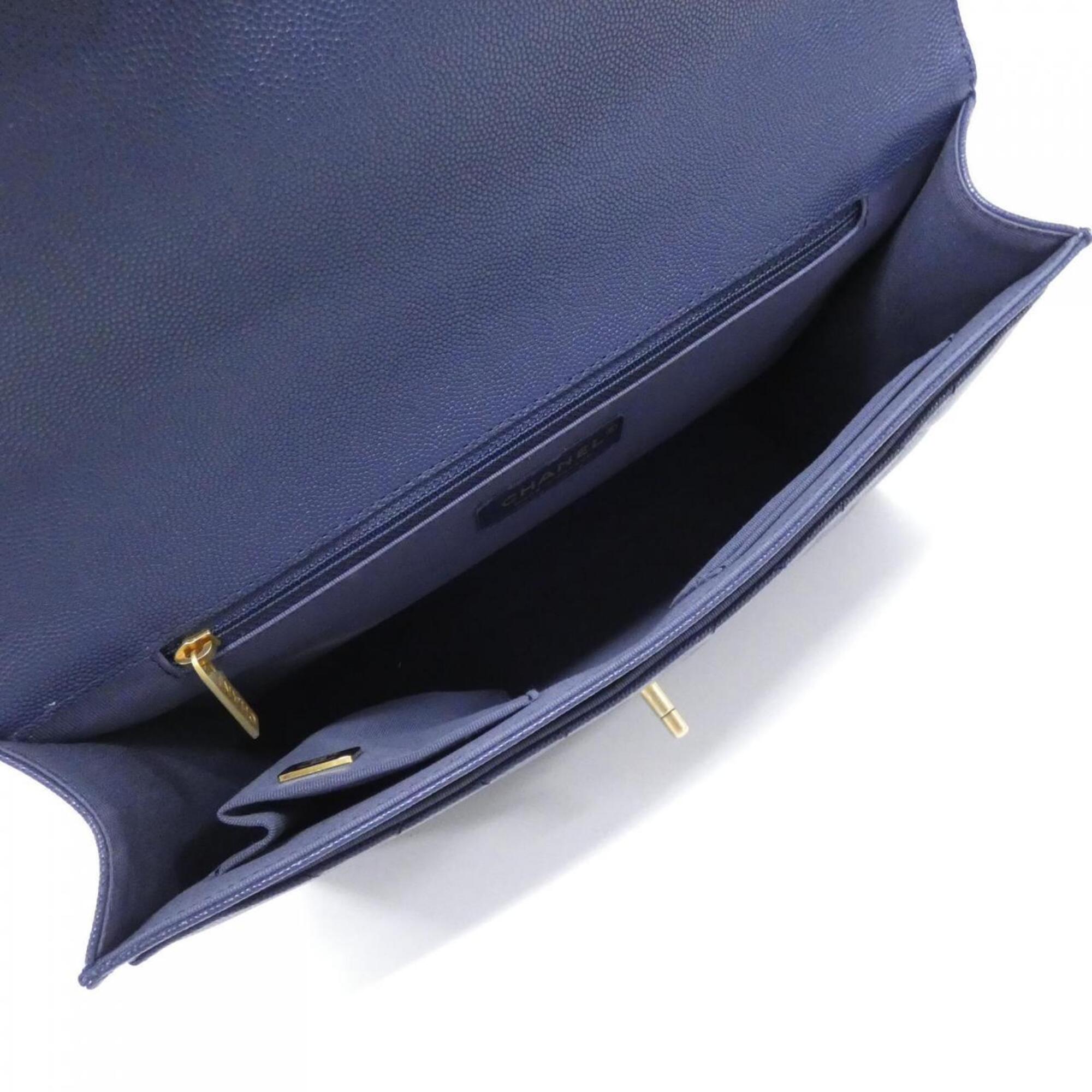 Chanel Navy Grained Calfskin Handbag (Pre-Owned)