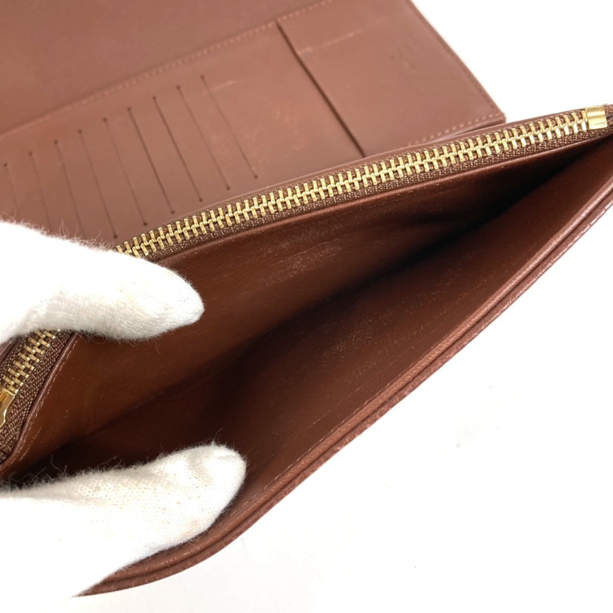 Louis Vuitton Brown Mahina Leather Long Wallet (Tri-Fold) (Pre-Owned)