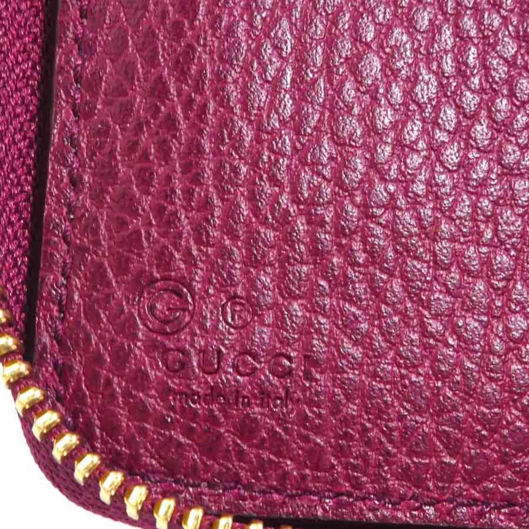 Gucci Red Color Wine Leather Wallet (Bi-Fold) (Pre-Owned)