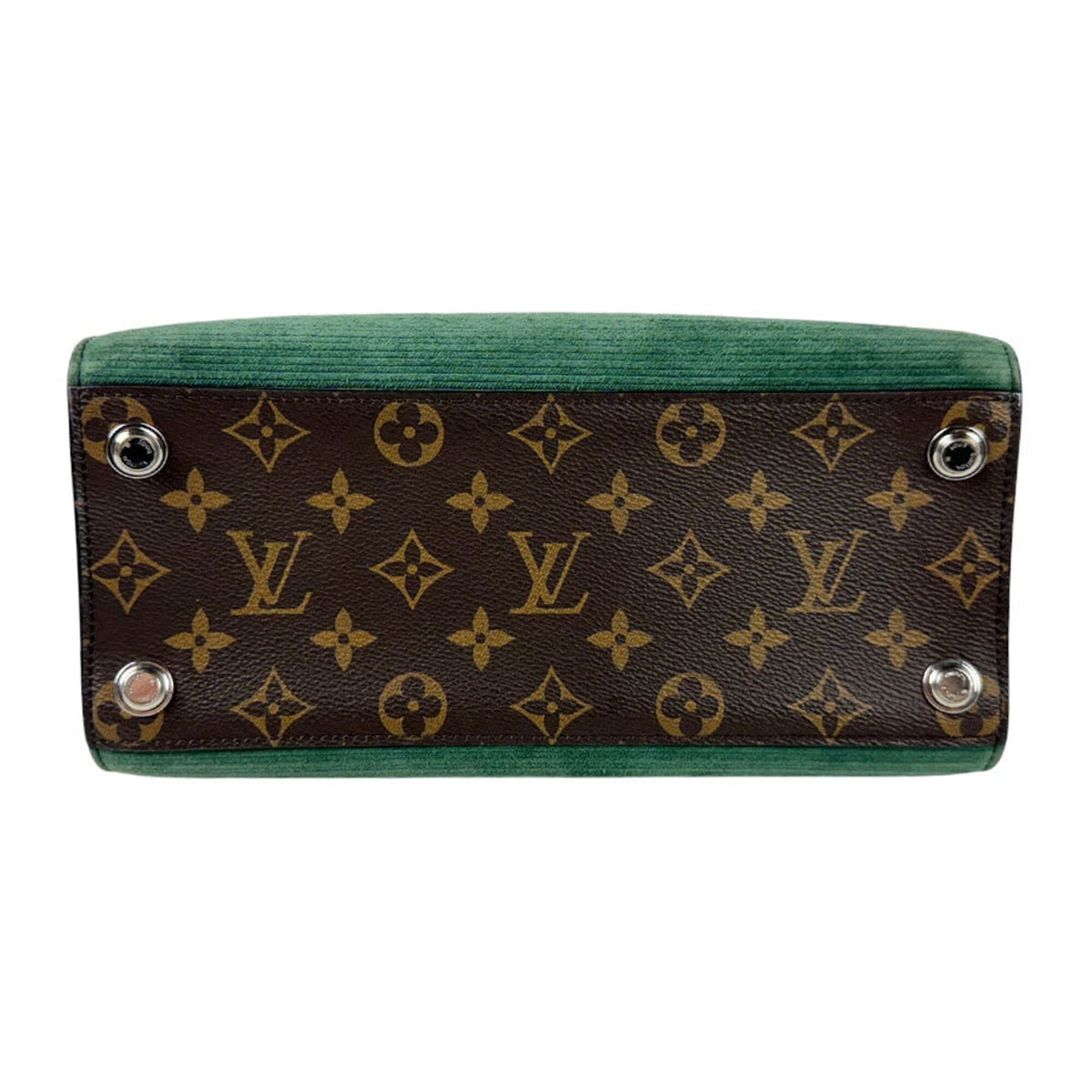 Louis Vuitton Brown Green Monogram Monogram Leather Suede Handbag Shoulder Bag (Pre-Owned)