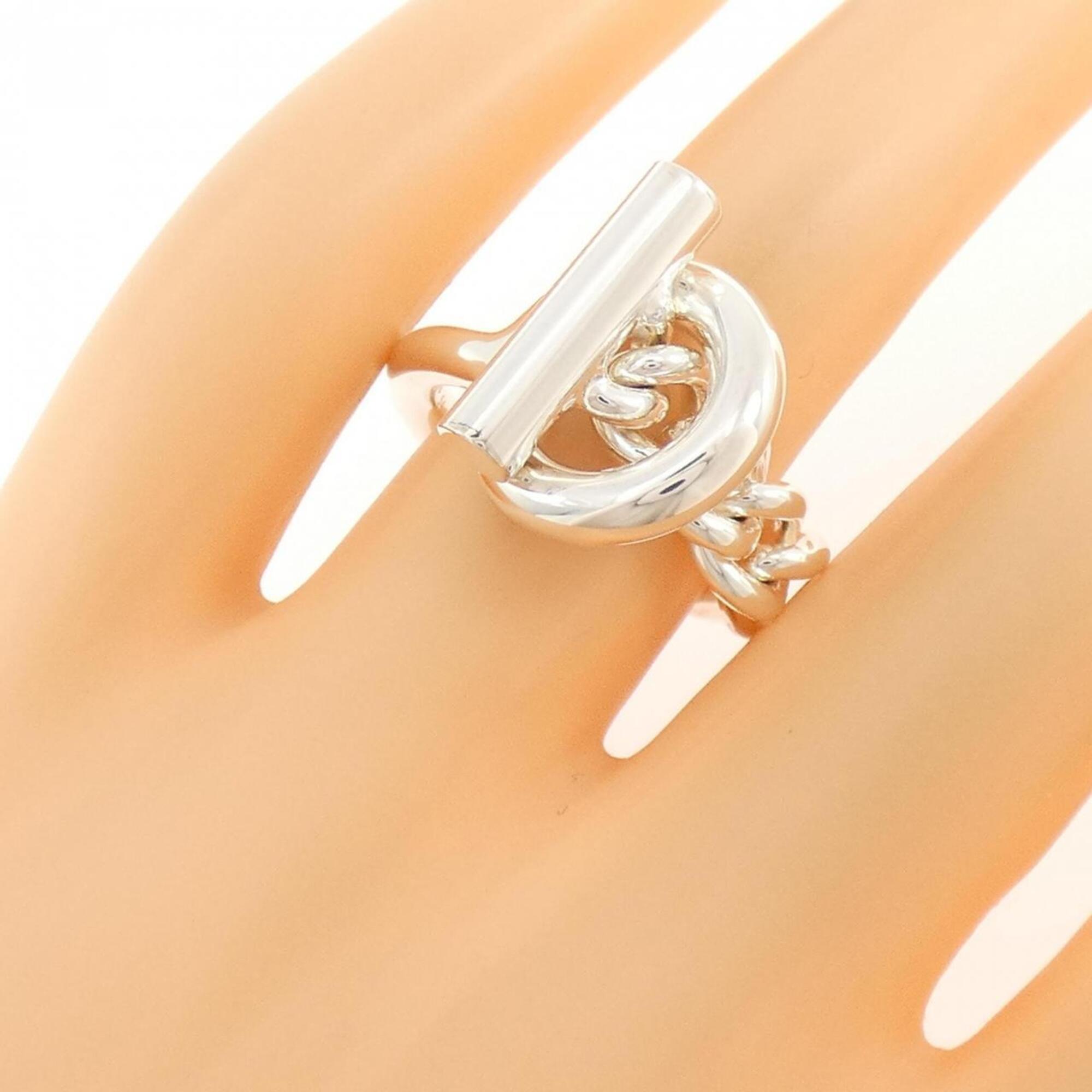 Hermes Silver Silver 925 Band Ring (Pre-Owned)