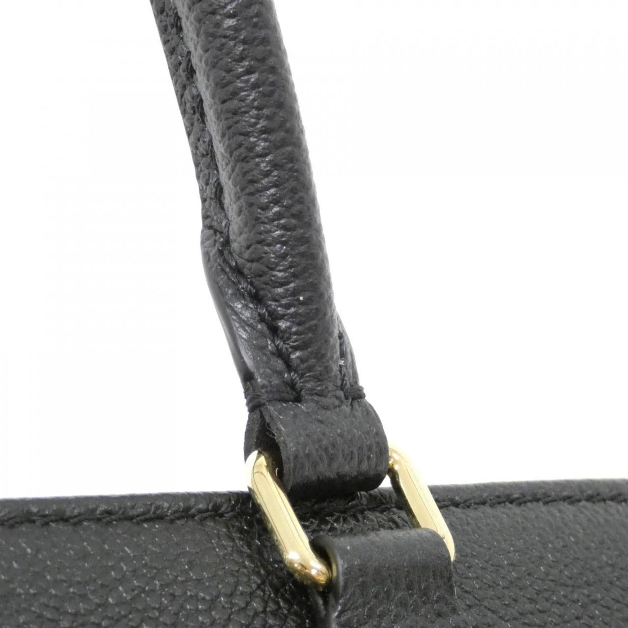 Louis Vuitton Beige Black Leather Handbag (Pre-Owned)