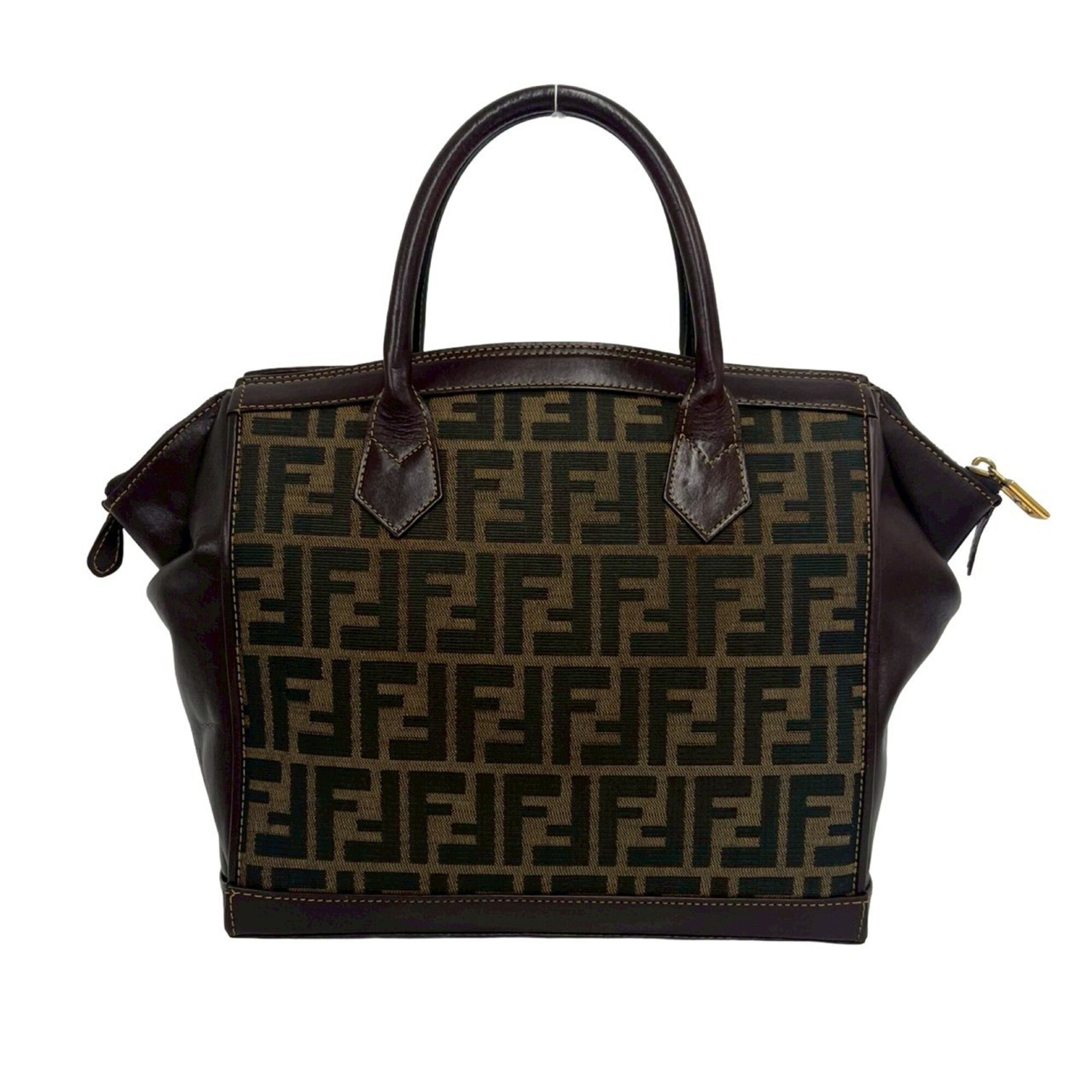 Fendi Brown Canvas Leather Handbag Shoulder Bag (Pre-Owned)