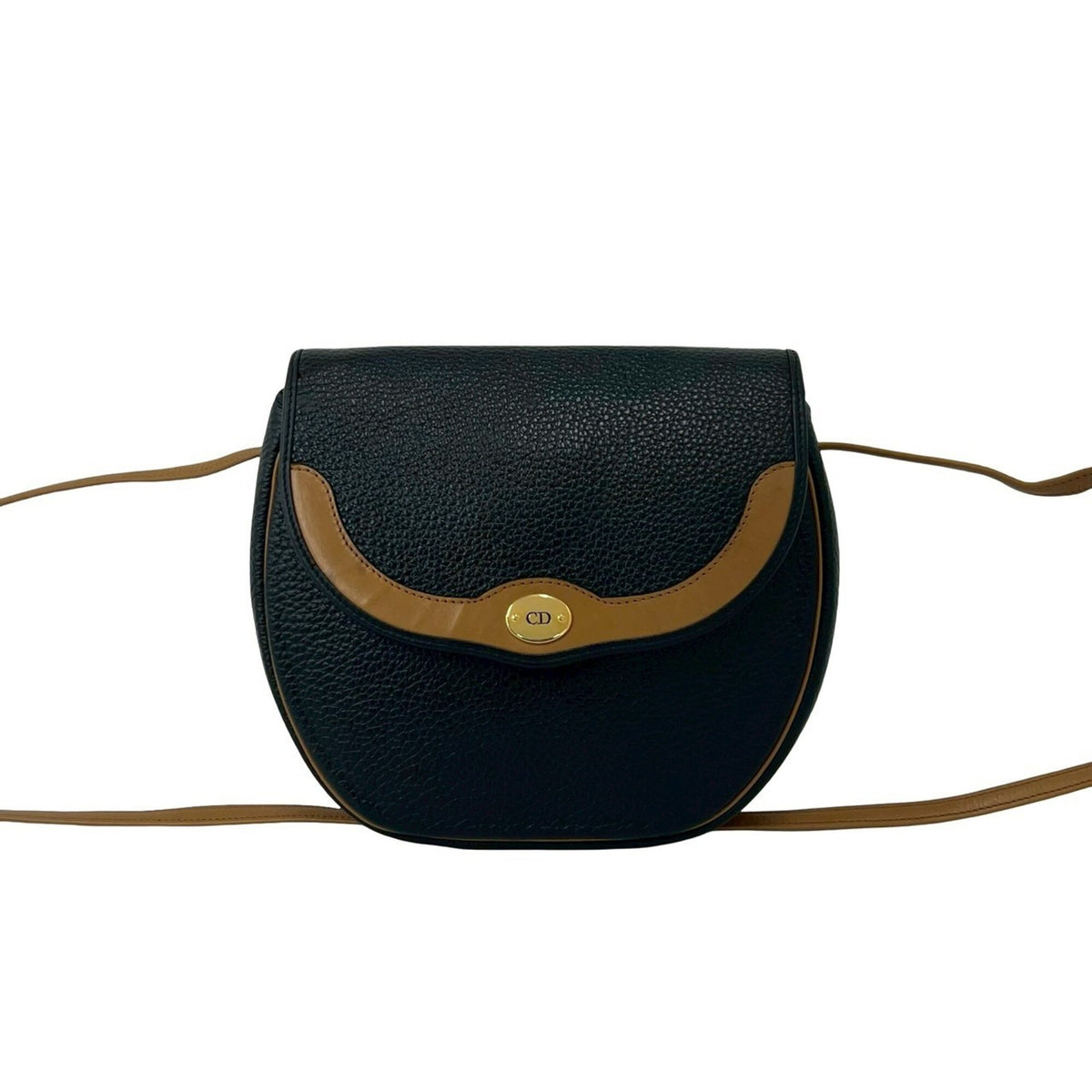 Christian Dior Black Brown Leather Pochette Shoulder Bag (Pre-Owned)