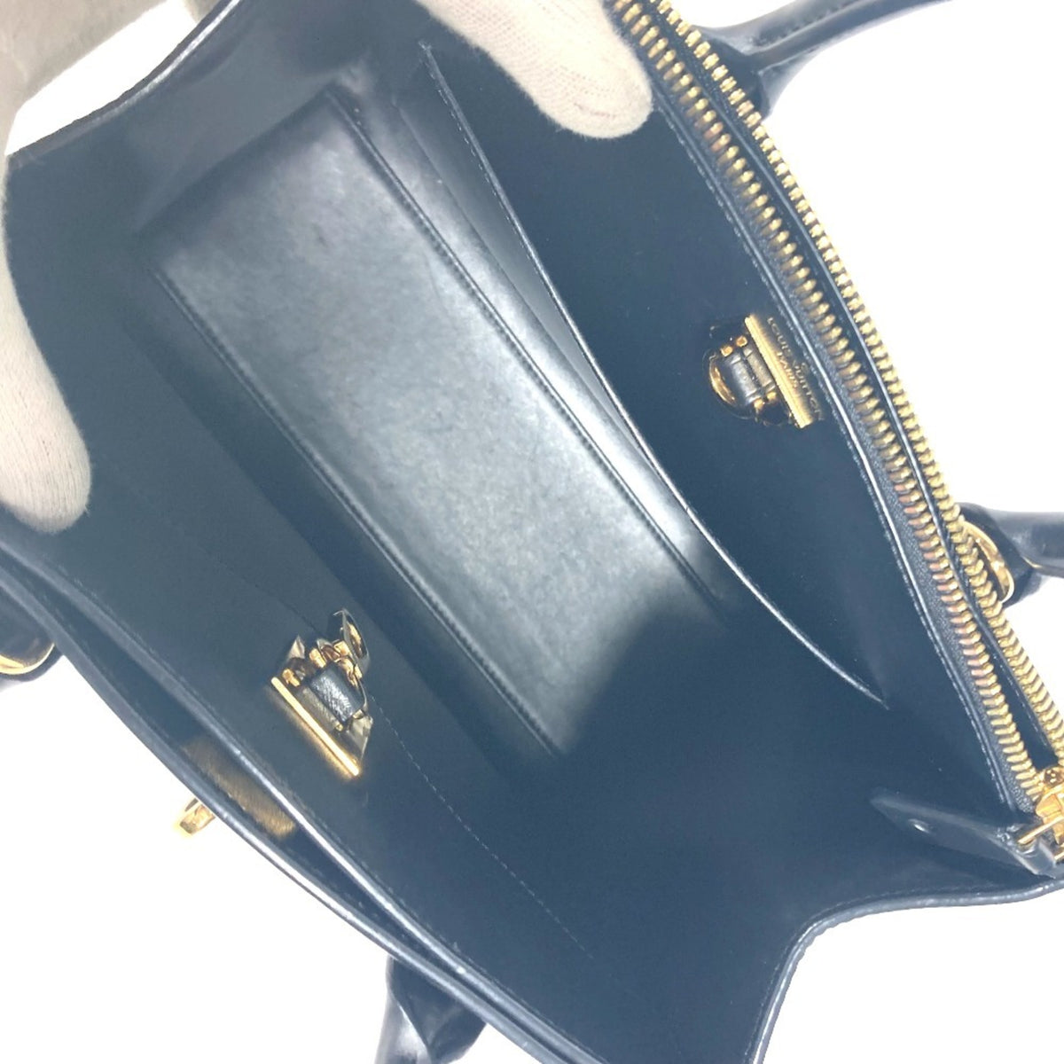 Louis Vuitton Black Brown Leather Handbag Shoulder Bag (Pre-Owned)